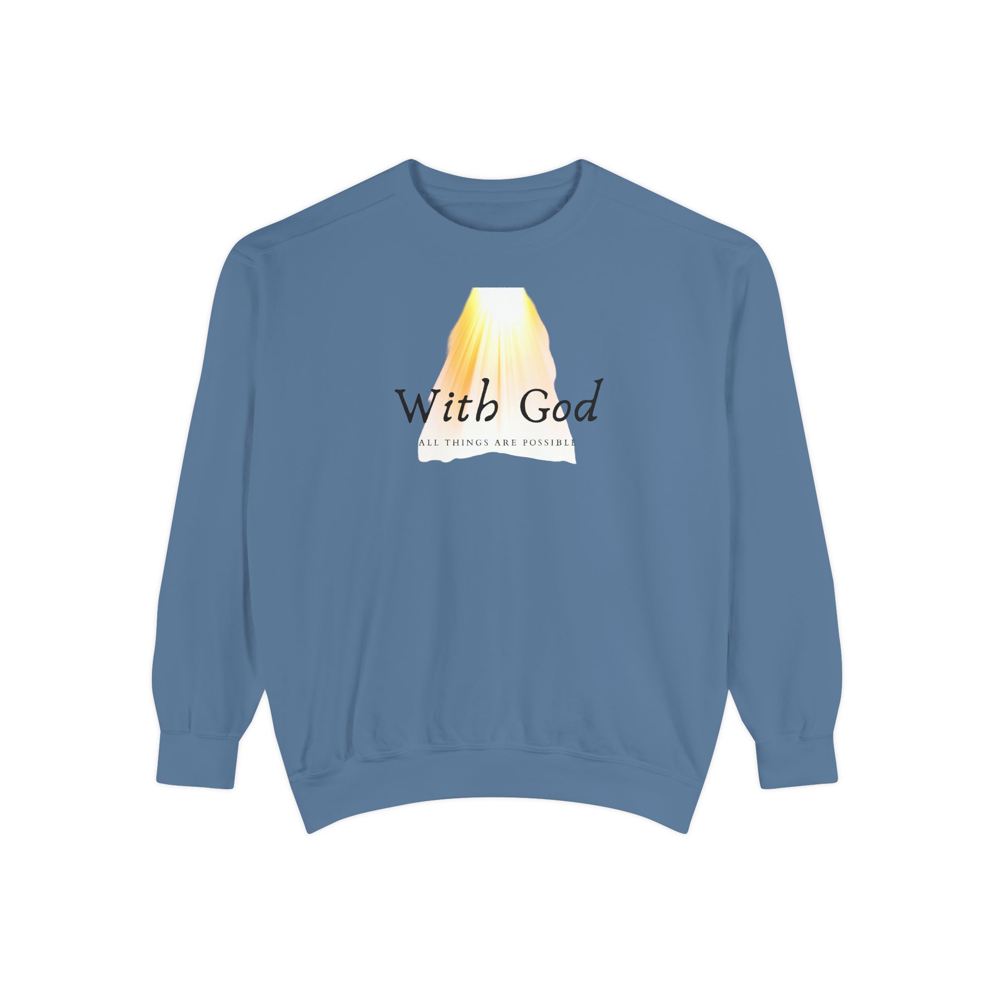 With God All Things Are Possible – "Divine Light" Vintage Garment-Dyed Sweatshirt - Imagen 5