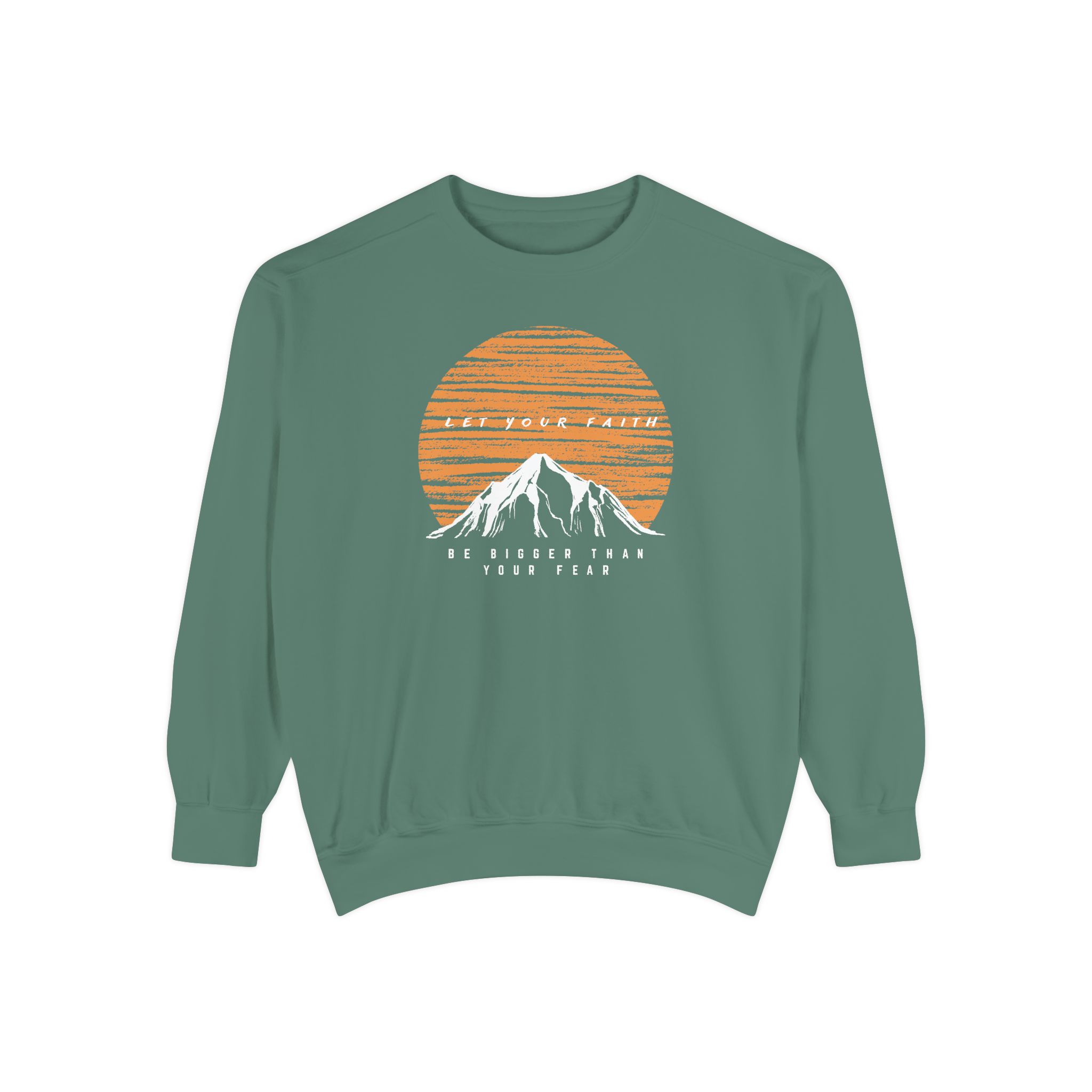 Faith Over Fear – "Sunset Summit" Vintage Garment-Dyed Sweatshirt - Imagen 4