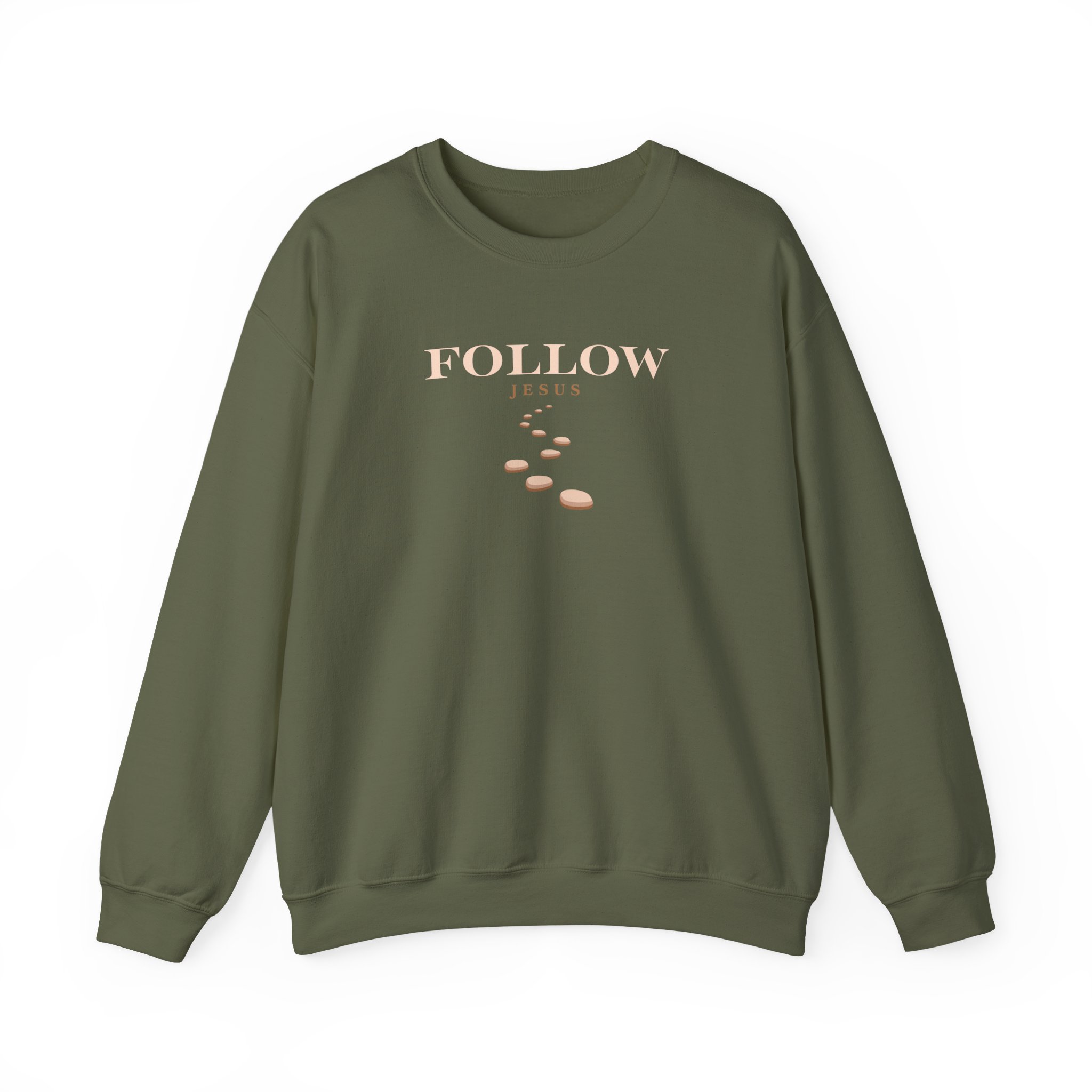 Follow Jesus – "Stepping Stones Journey" Classic Heavy Blend Crewneck Sweatshirt - Imagen 8
