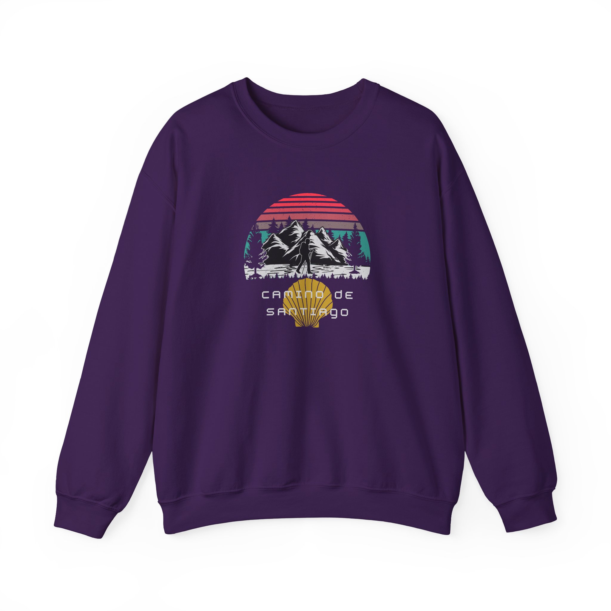 Camino de Santiago – "Mountain Sunset Trek" Classic Unisex Crewneck T-Shirt - Imagen 10