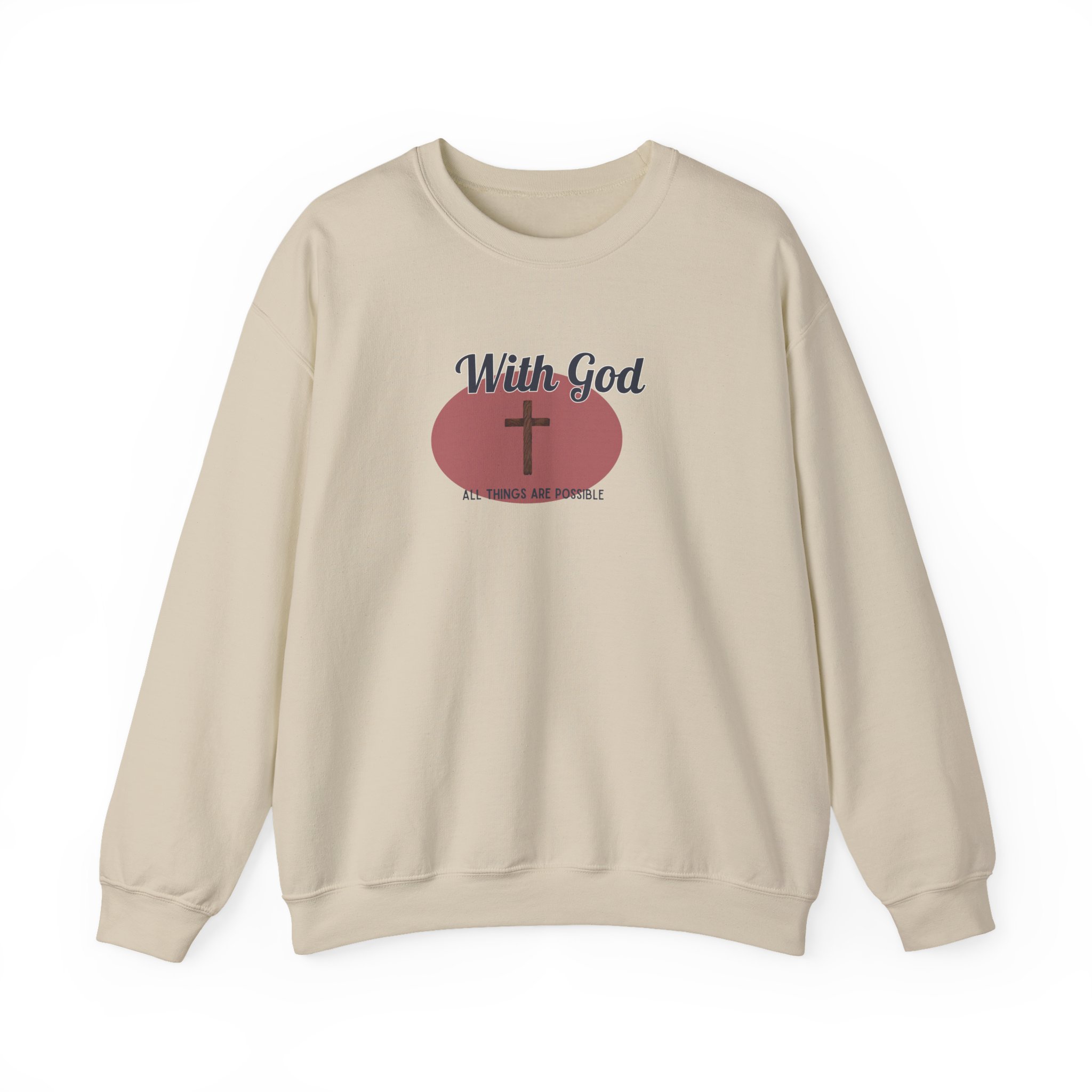 With God All Things Are Possible – "Earthy Heritage" Classic Heavy Blend Crewneck Sweatshirt - Imagen 4