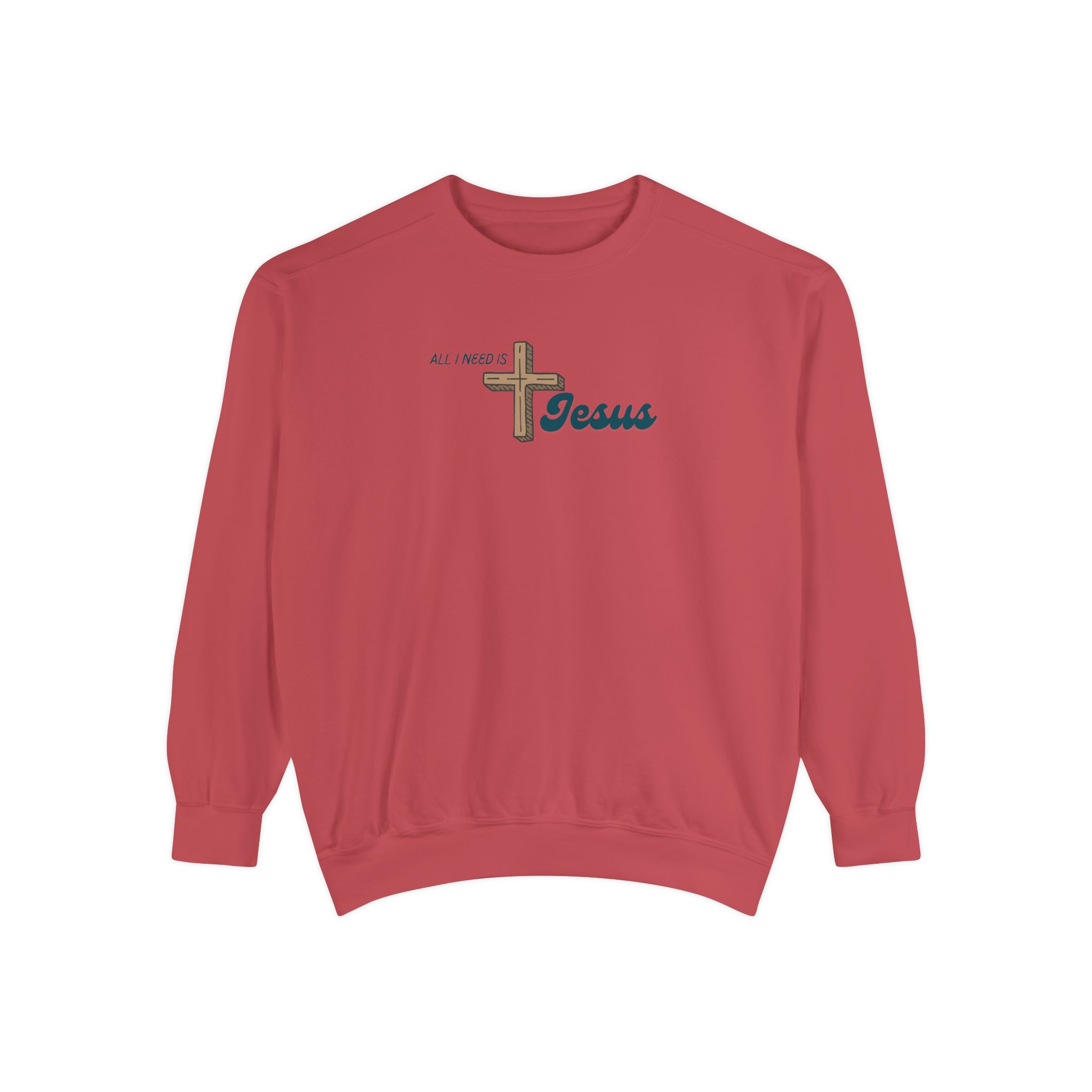 All I Need is Jesus – "The Wooden Cross" Vintage Garment-Dyed Sweatshirt - Imagen 10