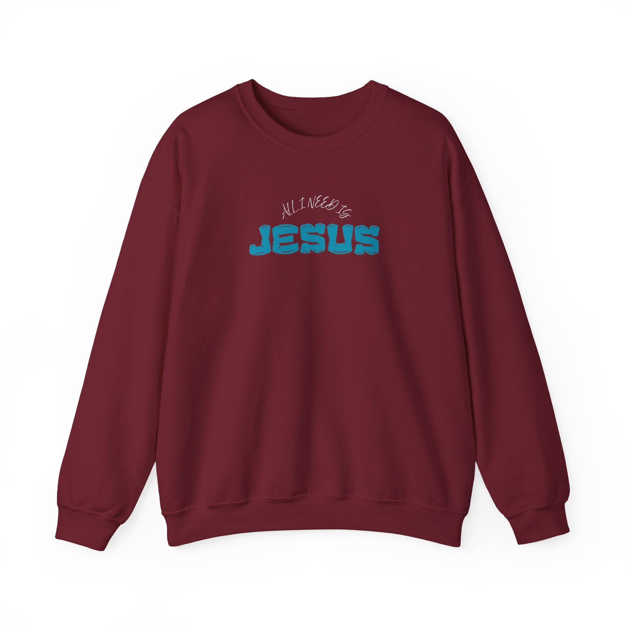 All I Need is Jesus – "Retro Teal Dream" Classic Heavy Blend Crewneck Sweatshirt - Imagen 7