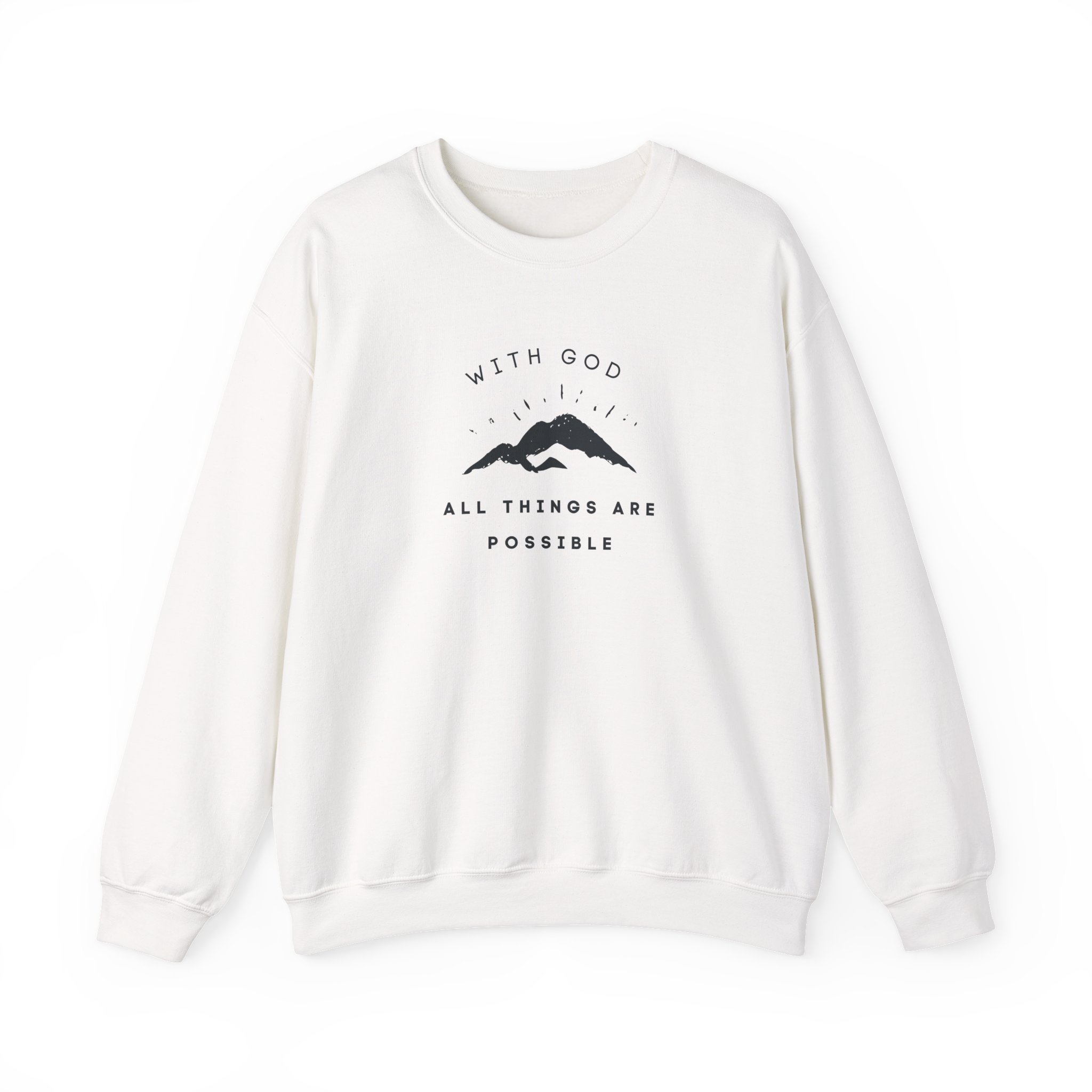 With God All Things Are Possible – "Summit Hope" Classic Heavy Blend Crewneck Sweatshirt - Imagen 2