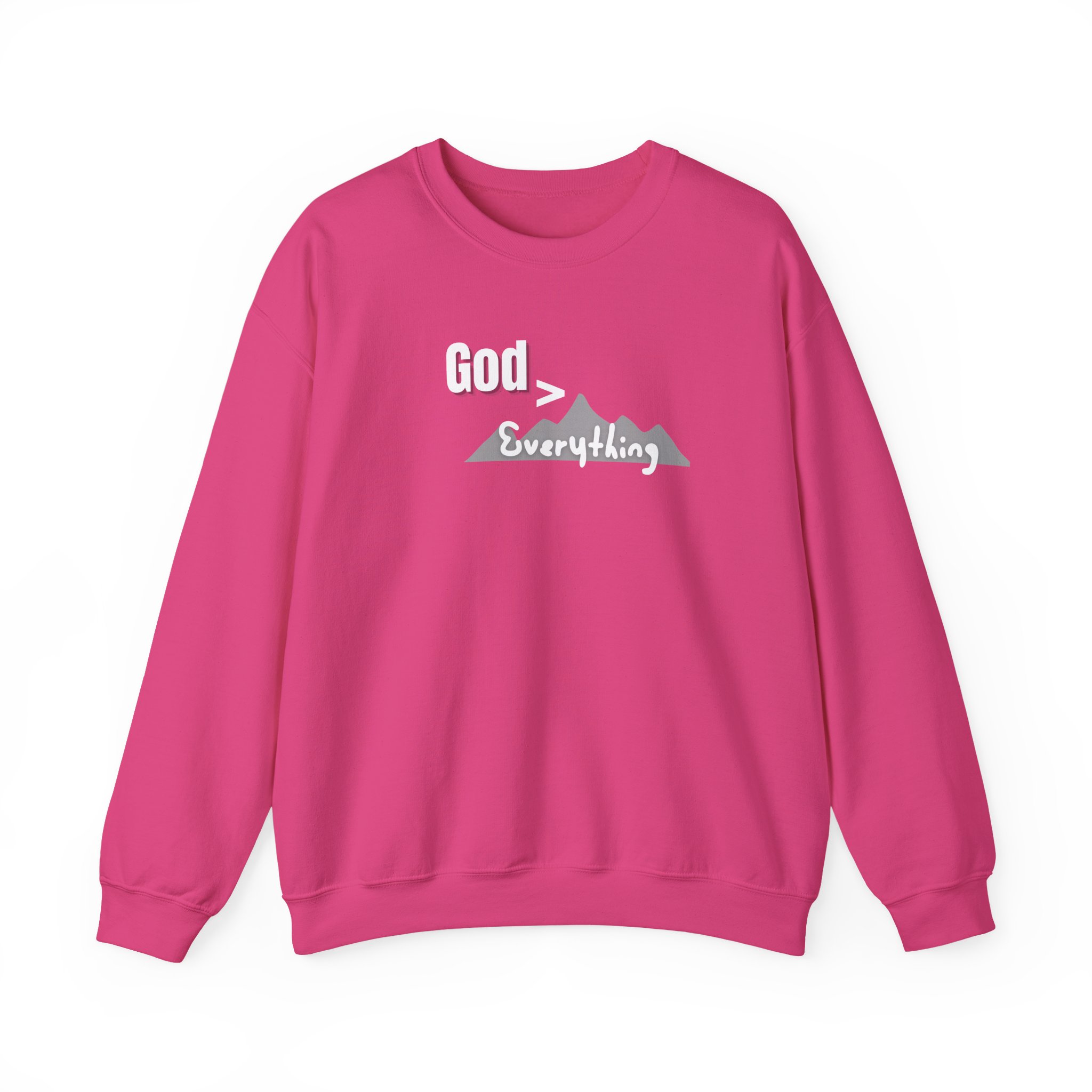 God is Greater – "Mountain Peak" Classic Heavy Blend Crewneck Sweatshirt - Imagen 4
