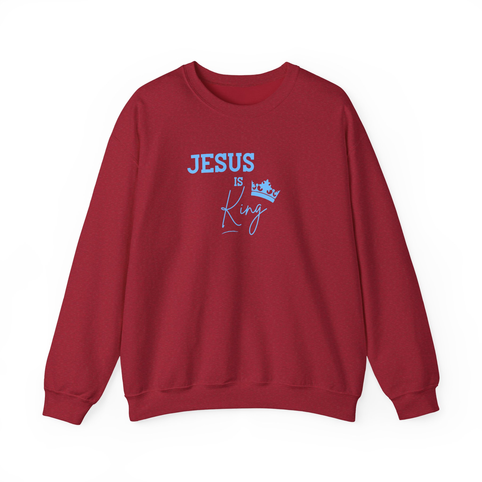 Jesus is King – "Sky Blue Crown" Classic Heavy Blend Crewneck Sweatshirt - Imagen 5