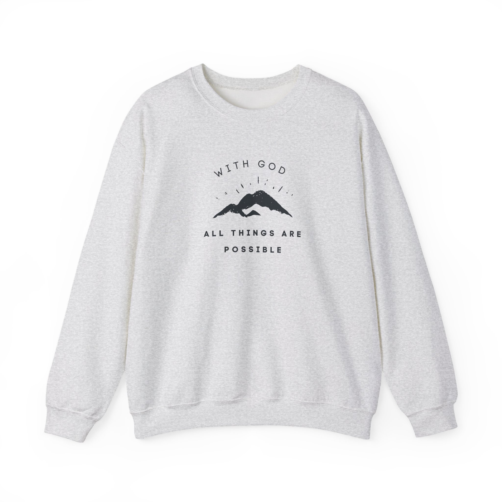 With God All Things Are Possible – "Summit Hope" Classic Heavy Blend Crewneck Sweatshirt - Imagen 3