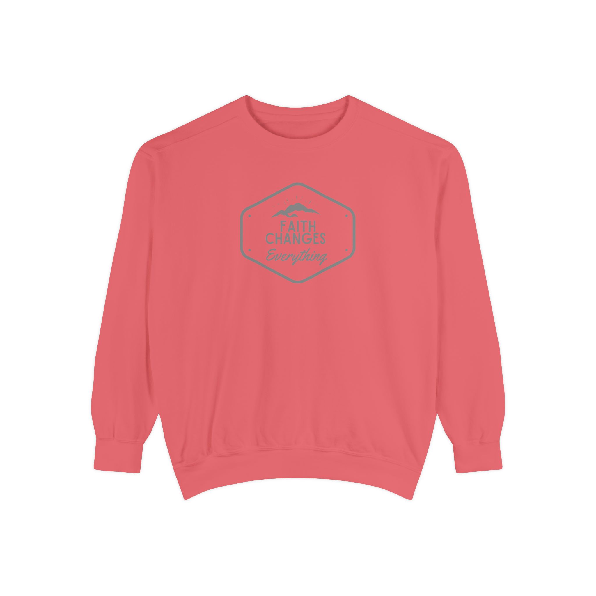 "Faith Changes Everything" Mountain Badge Vintage Garment-Dyed Sweatshirt - Imagen 8