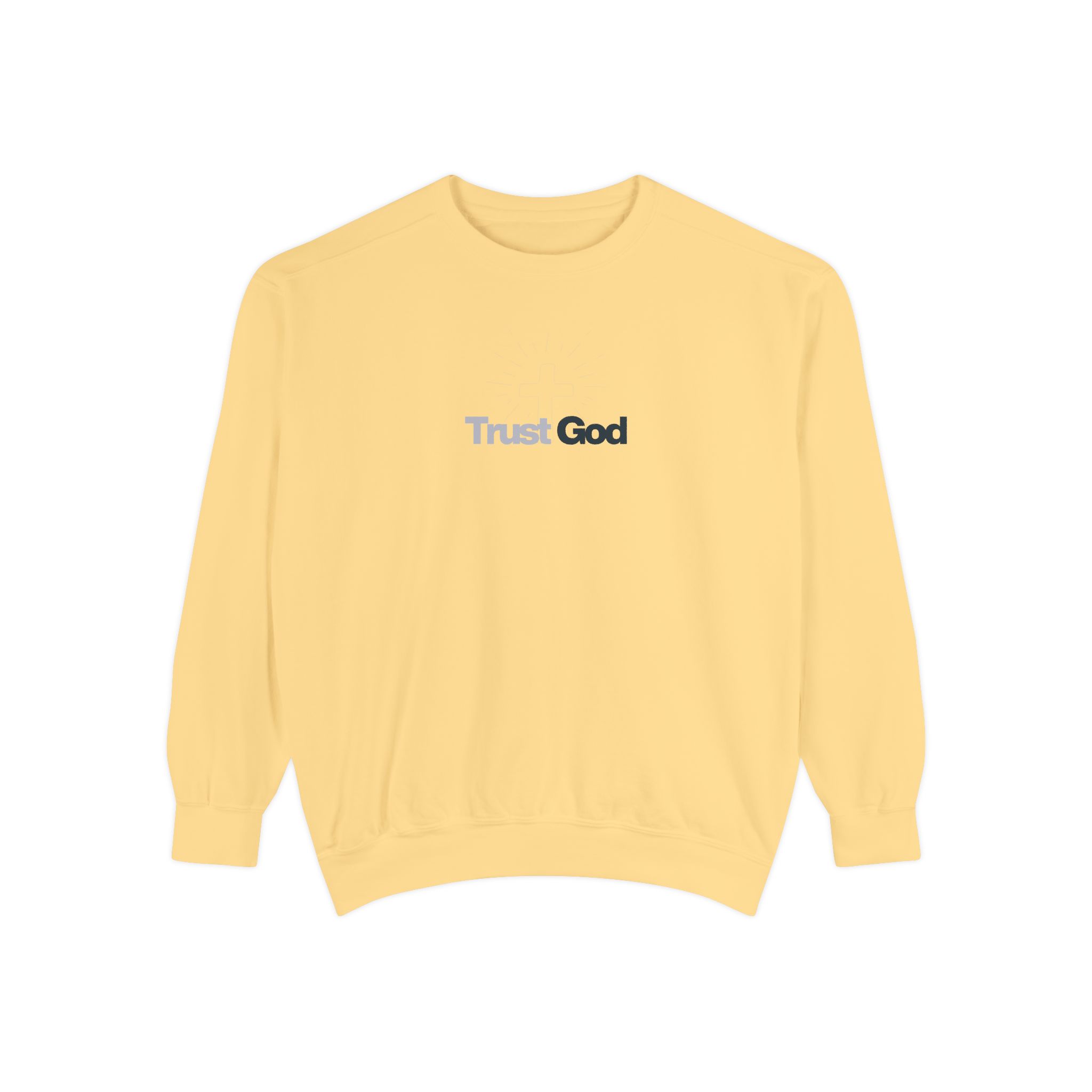 Trust God – "Radiant Cross" Vintage Garment-Dyed Sweatshirt
