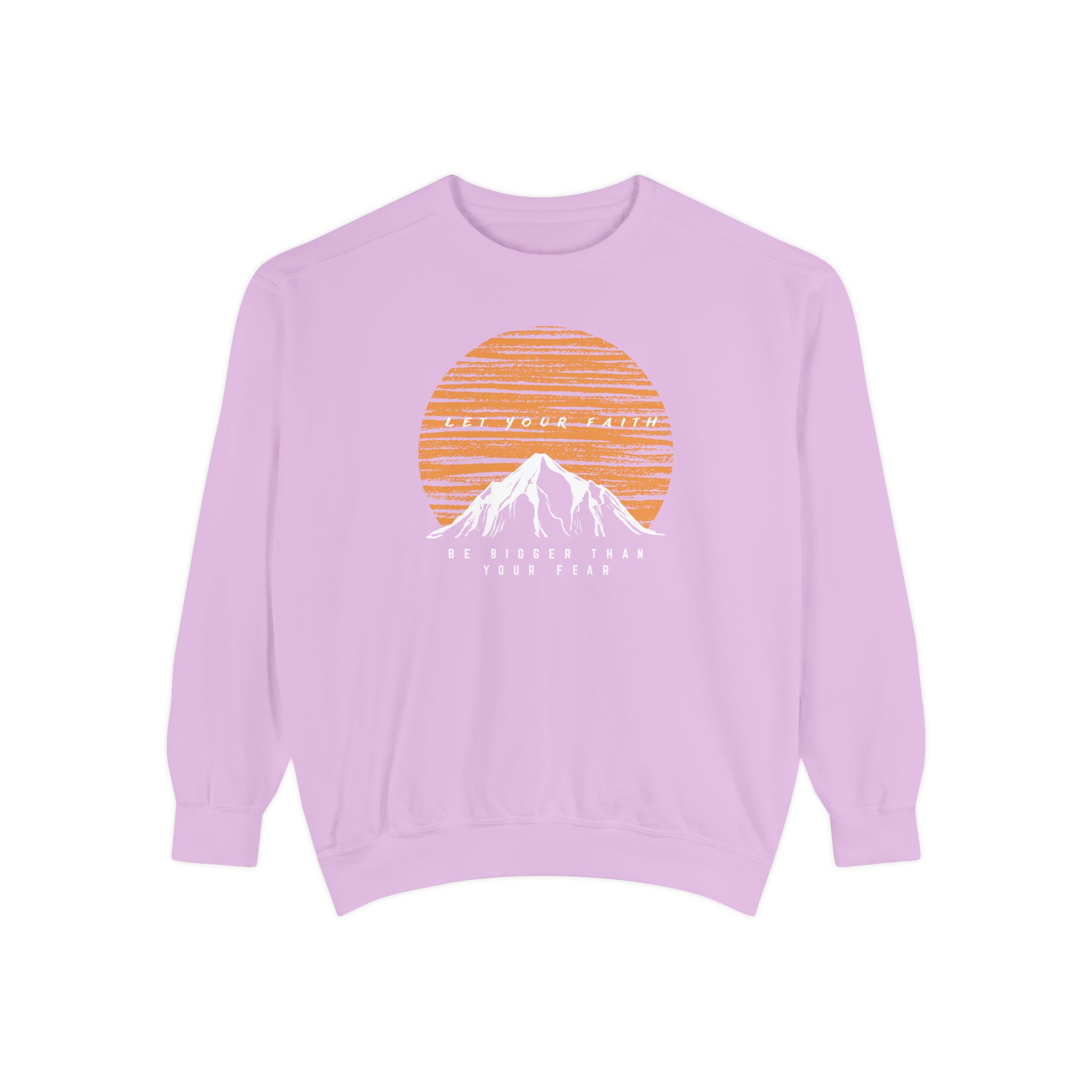 Faith Over Fear – "Sunset Summit" Vintage Garment-Dyed Sweatshirt - Imagen 8