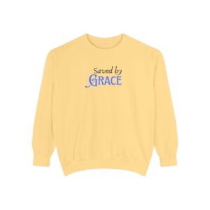 Saved by Grace – "Celestial Serif" Vintage Garment-Dyed Sweatshirt