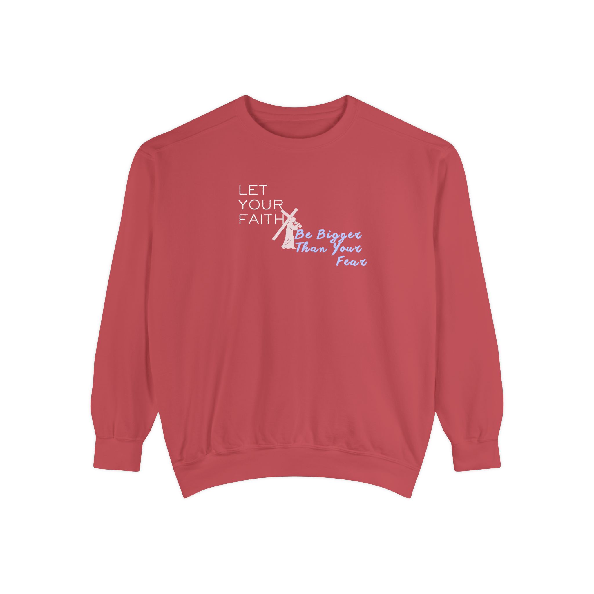 Faith Over Fear – "The Cross Bearer" Vintage Garment-Dyed Sweatshirt - Imagen 7