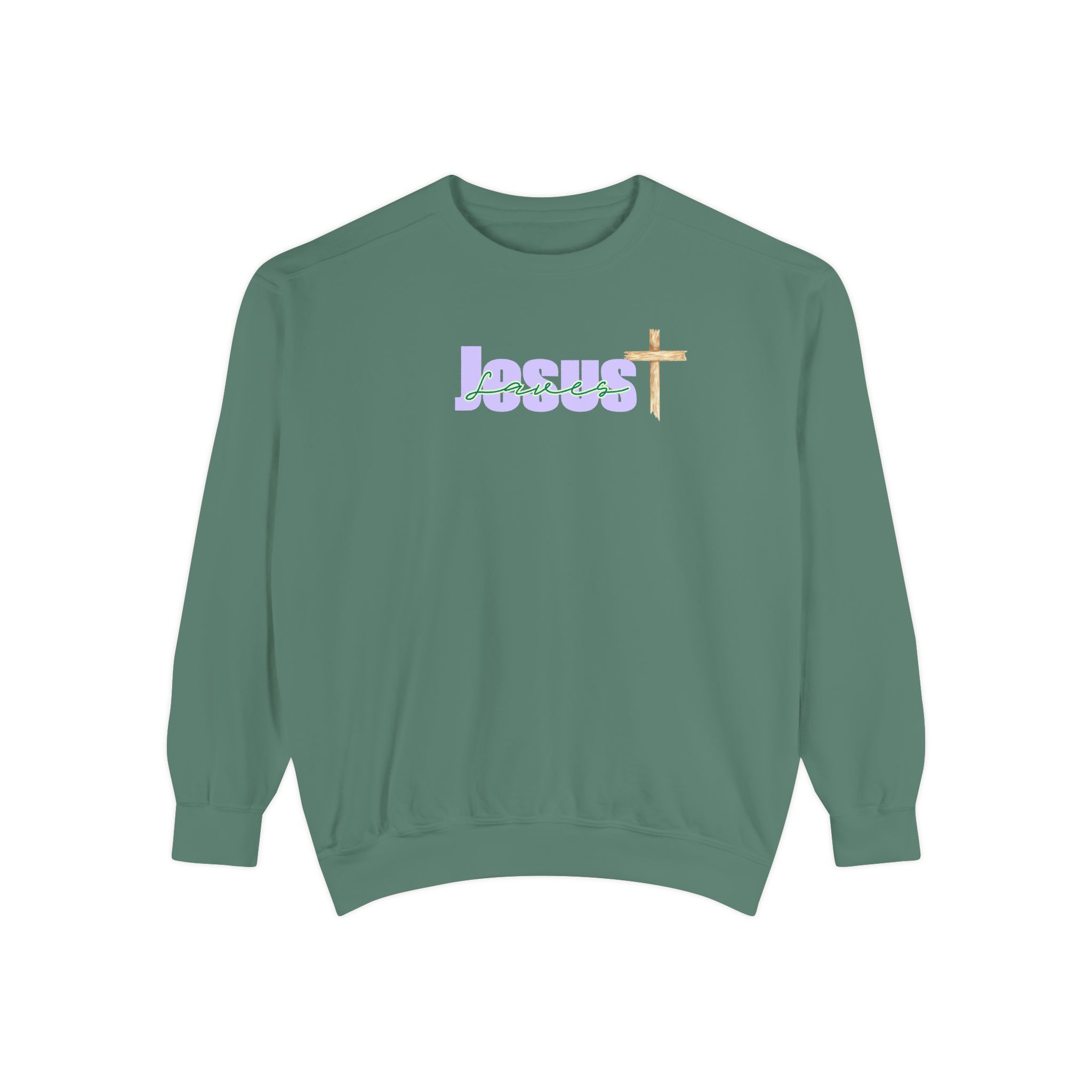 Jesus Saves – "Organic Wood" Vintage Garment-Dyed Sweatshirt - Imagen 6
