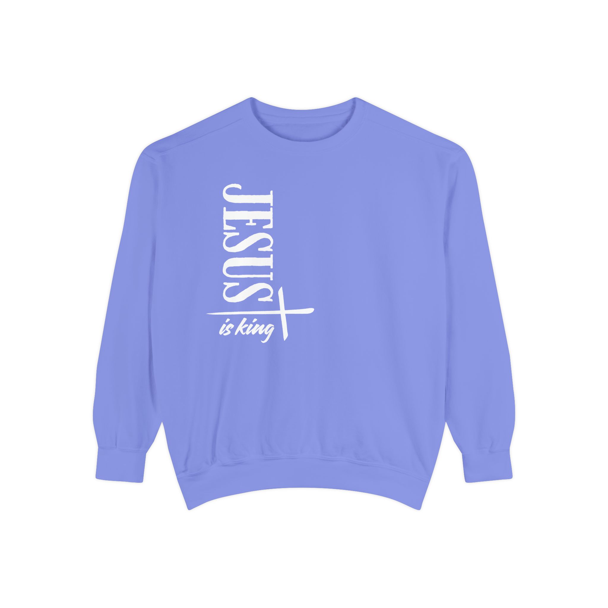 Jesus is King – "Vertical Cross" Vintage Garment-Dyed Sweatshirt - Imagen 7
