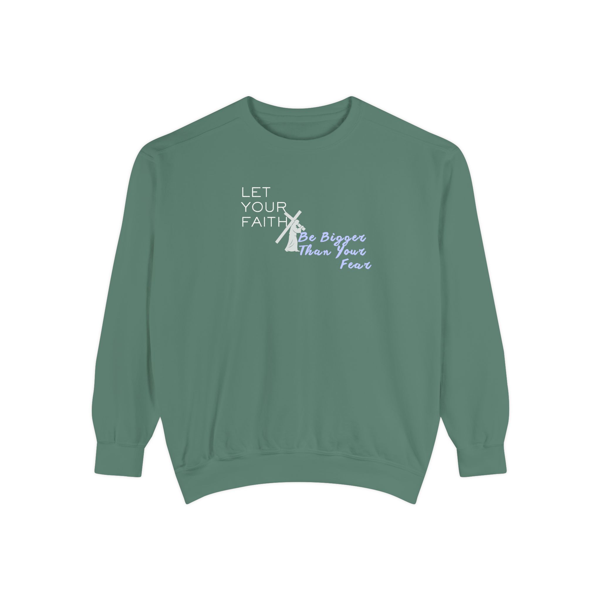 Faith Over Fear – "The Cross Bearer" Vintage Garment-Dyed Sweatshirt - Imagen 4
