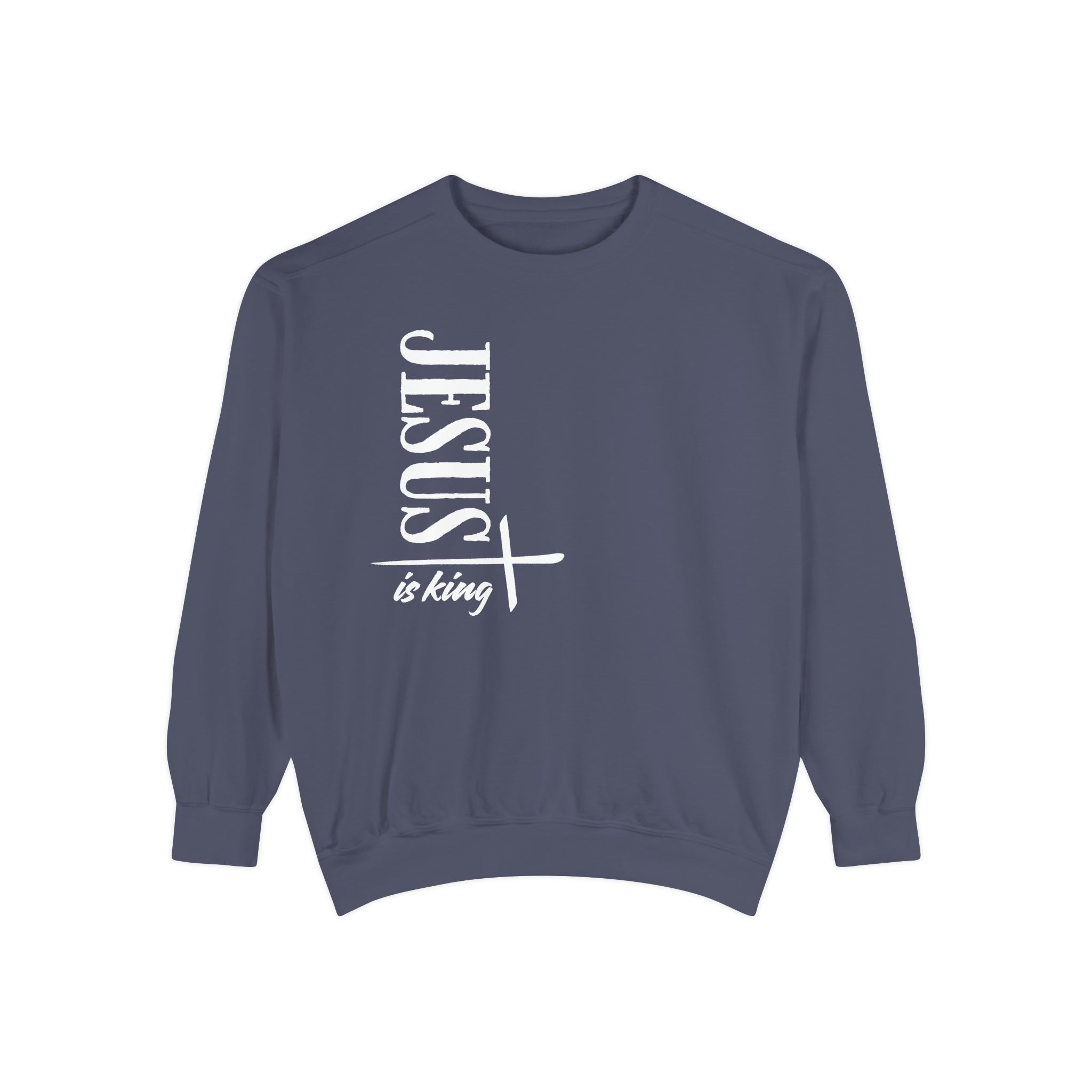 Jesus is King – "Vertical Cross" Vintage Garment-Dyed Sweatshirt - Imagen 3