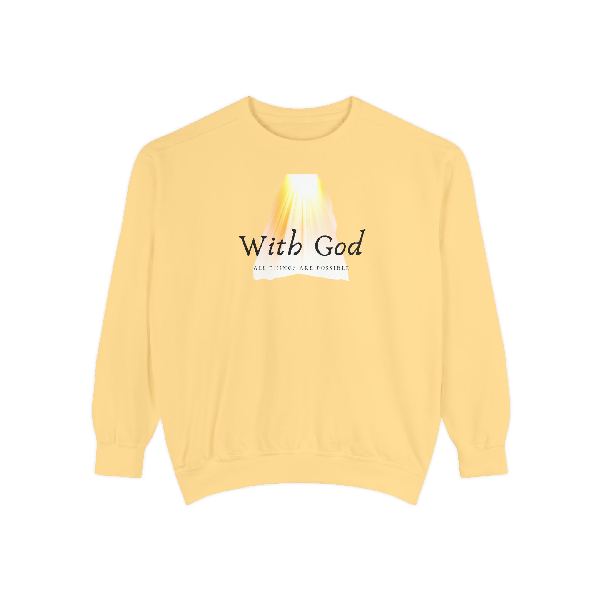 With God All Things Are Possible – "Divine Light" Vintage Garment-Dyed Sweatshirt - Imagen 3