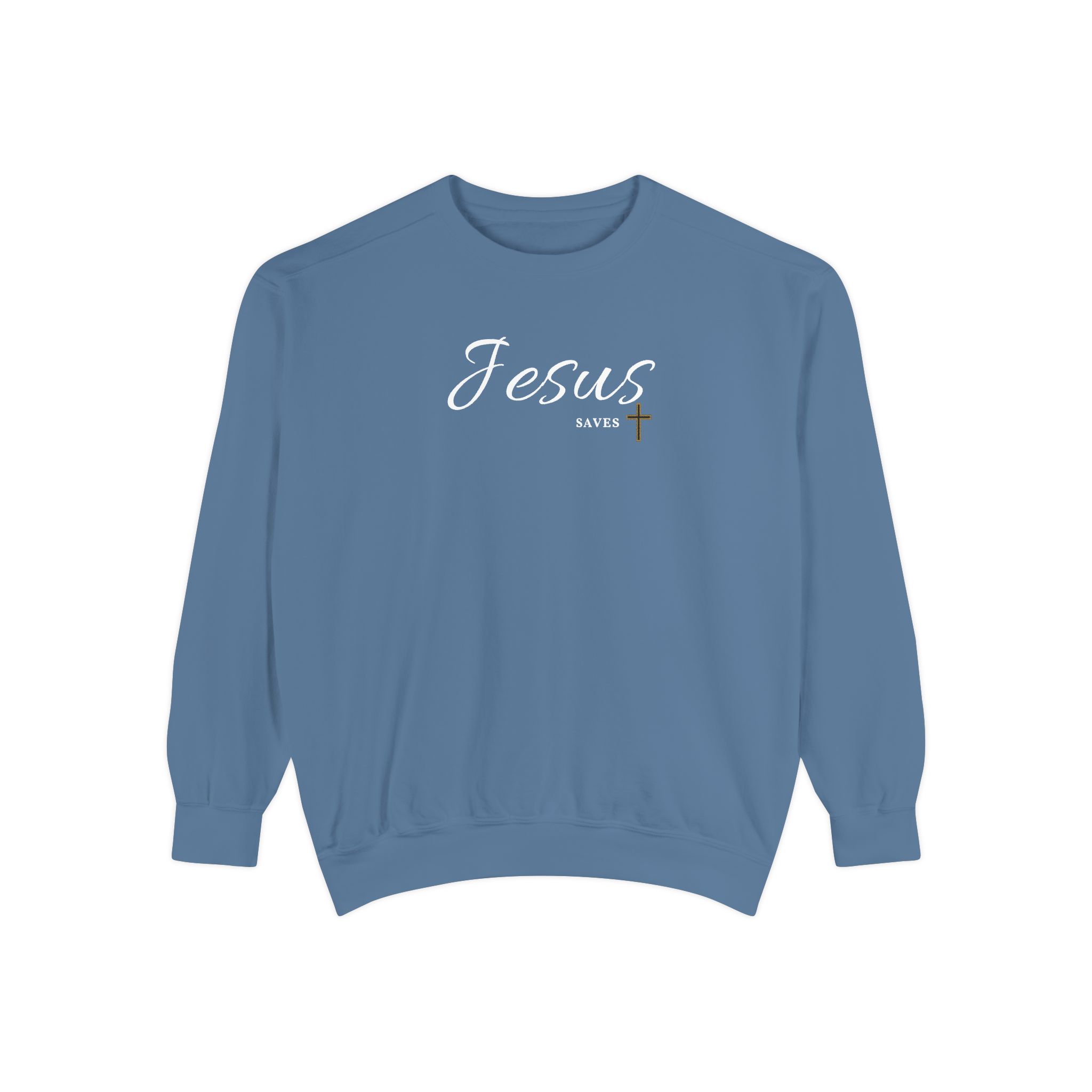 Jesus Saves – "Golden Grace" Vintage Garment-Dyed Sweatshirt - Imagen 8