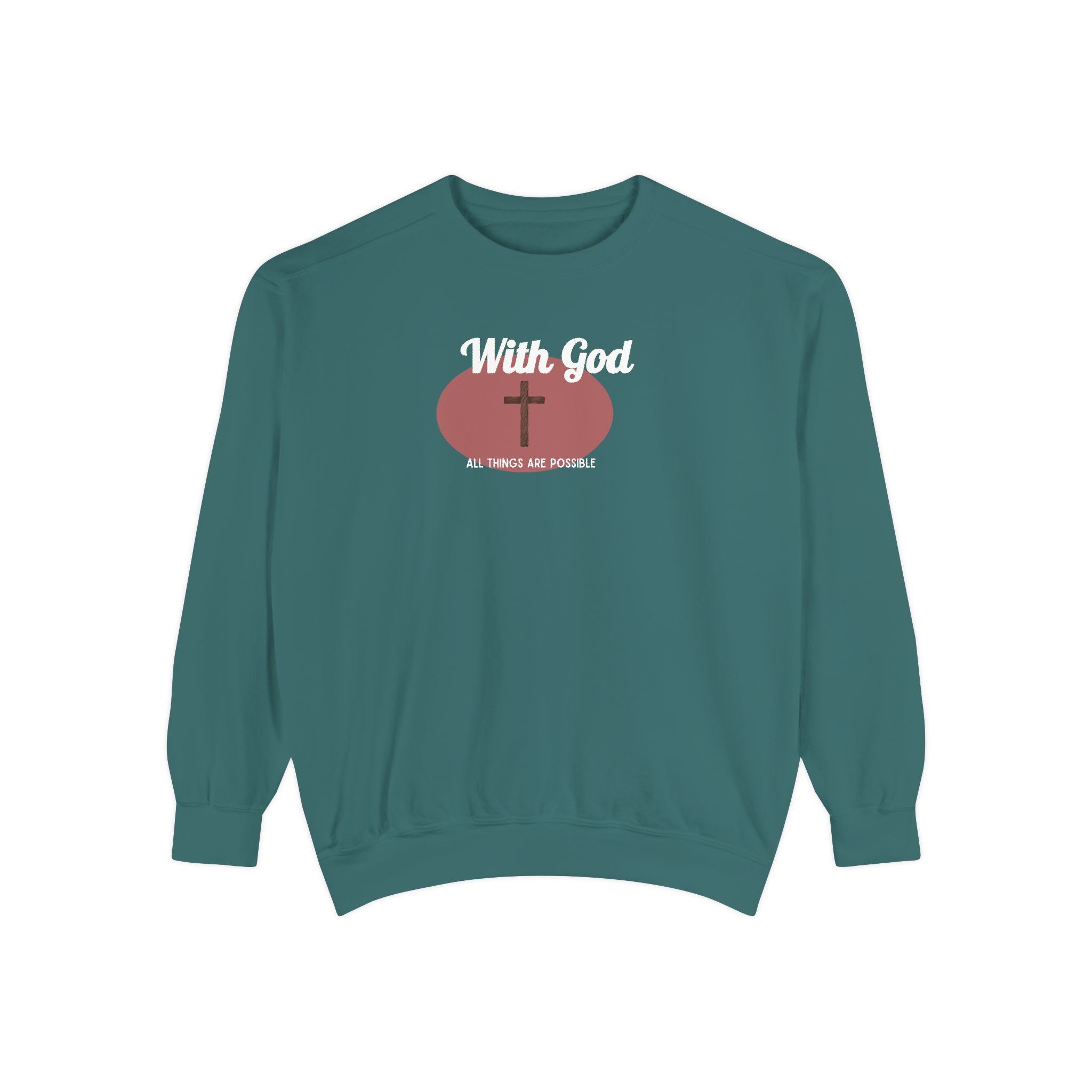 With God All Things Are Possible – "Earthy Heritage" Vintage Garment-Dyed Sweatshirt - Imagen 5
