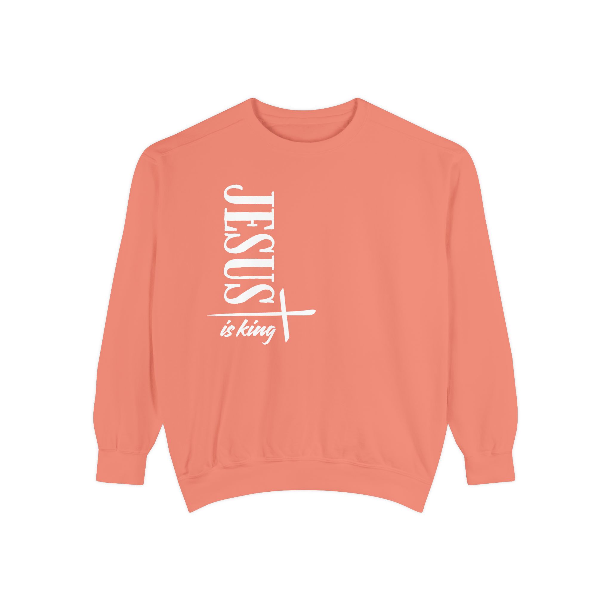 Jesus is King – "Vertical Cross" Vintage Garment-Dyed Sweatshirt - Imagen 9