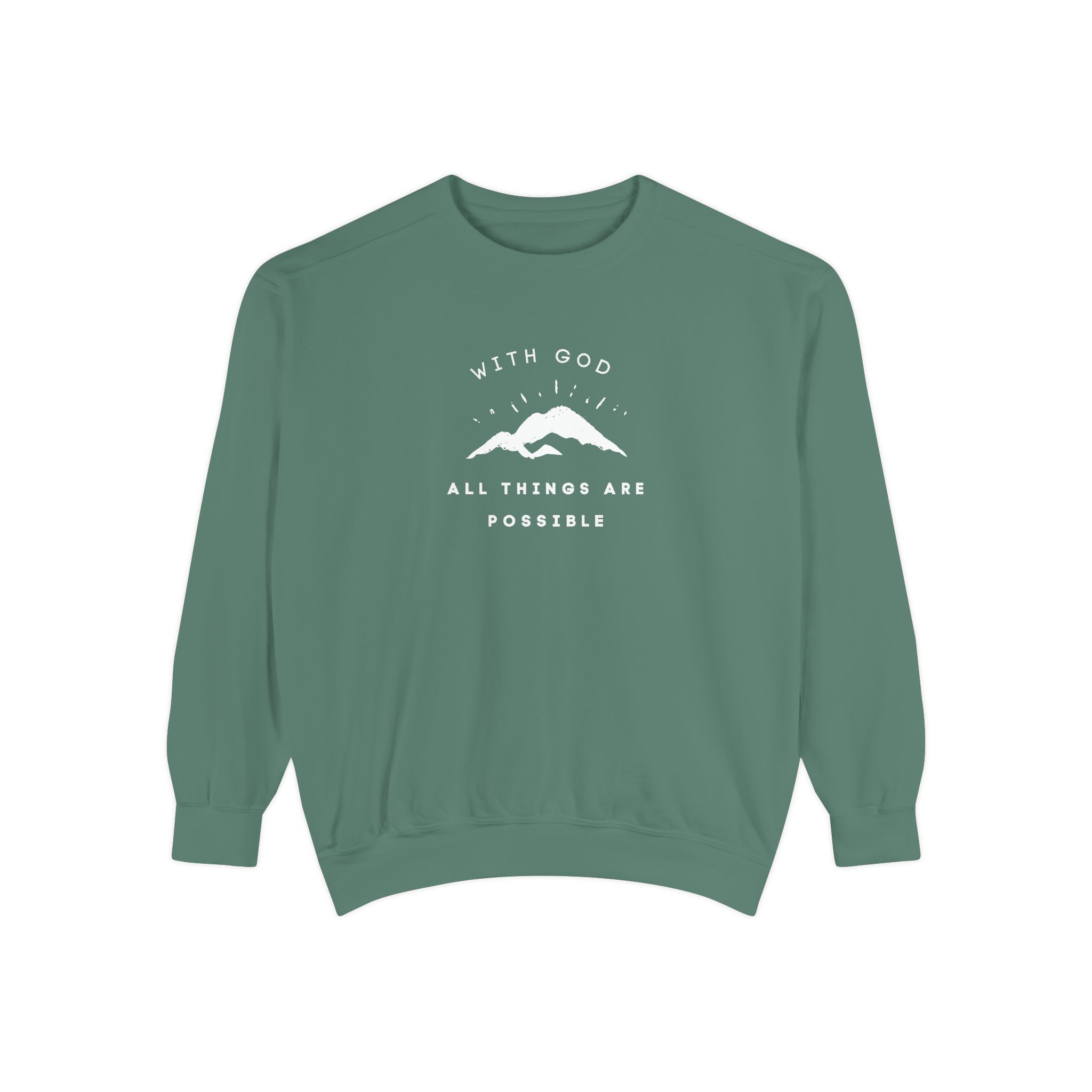 With God All Things Are Possible – "Summit Hope" Vintage Garment-Dyed Sweatshirt - Imagen 10