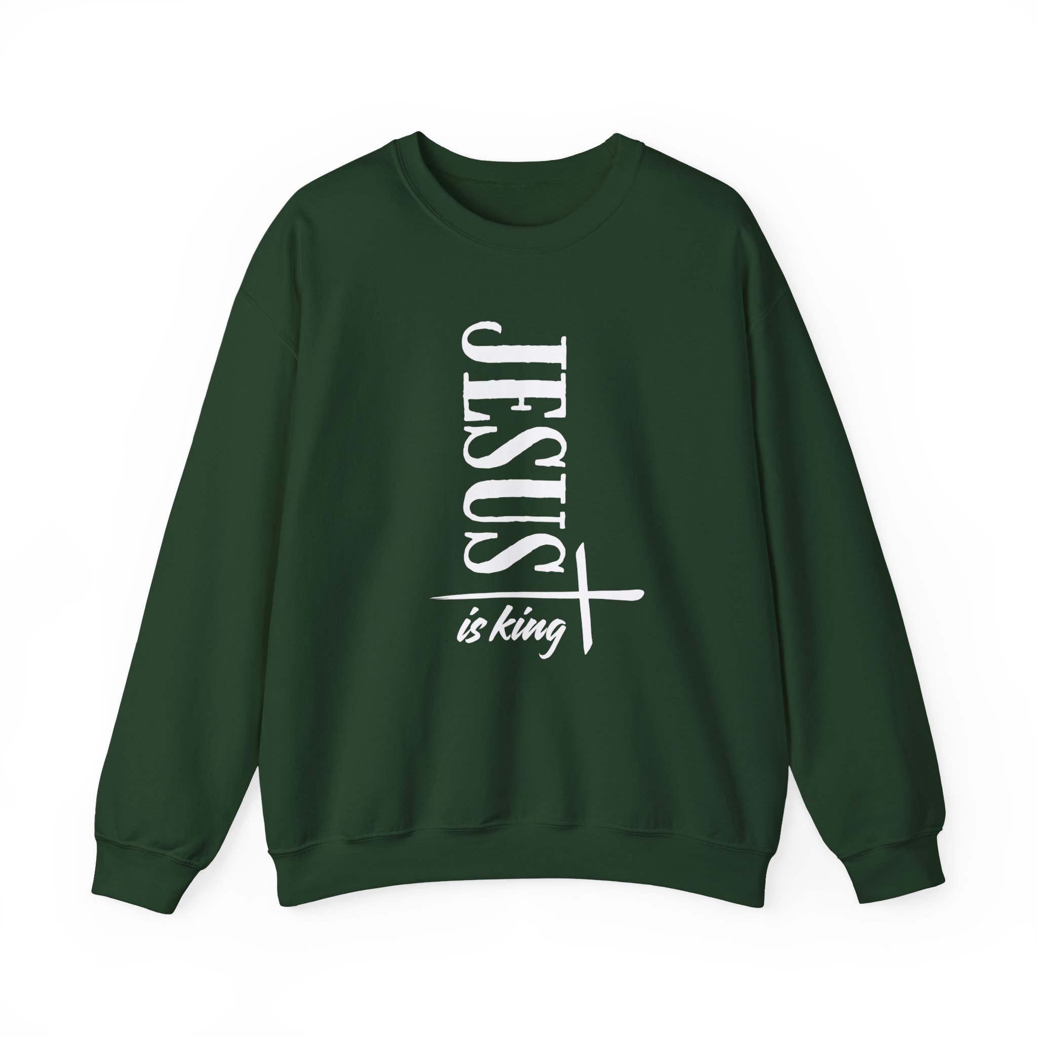 Jesus is King – "Vertical Cross" Classic Heavy Blend Crewneck Sweatshirt - Imagen 7