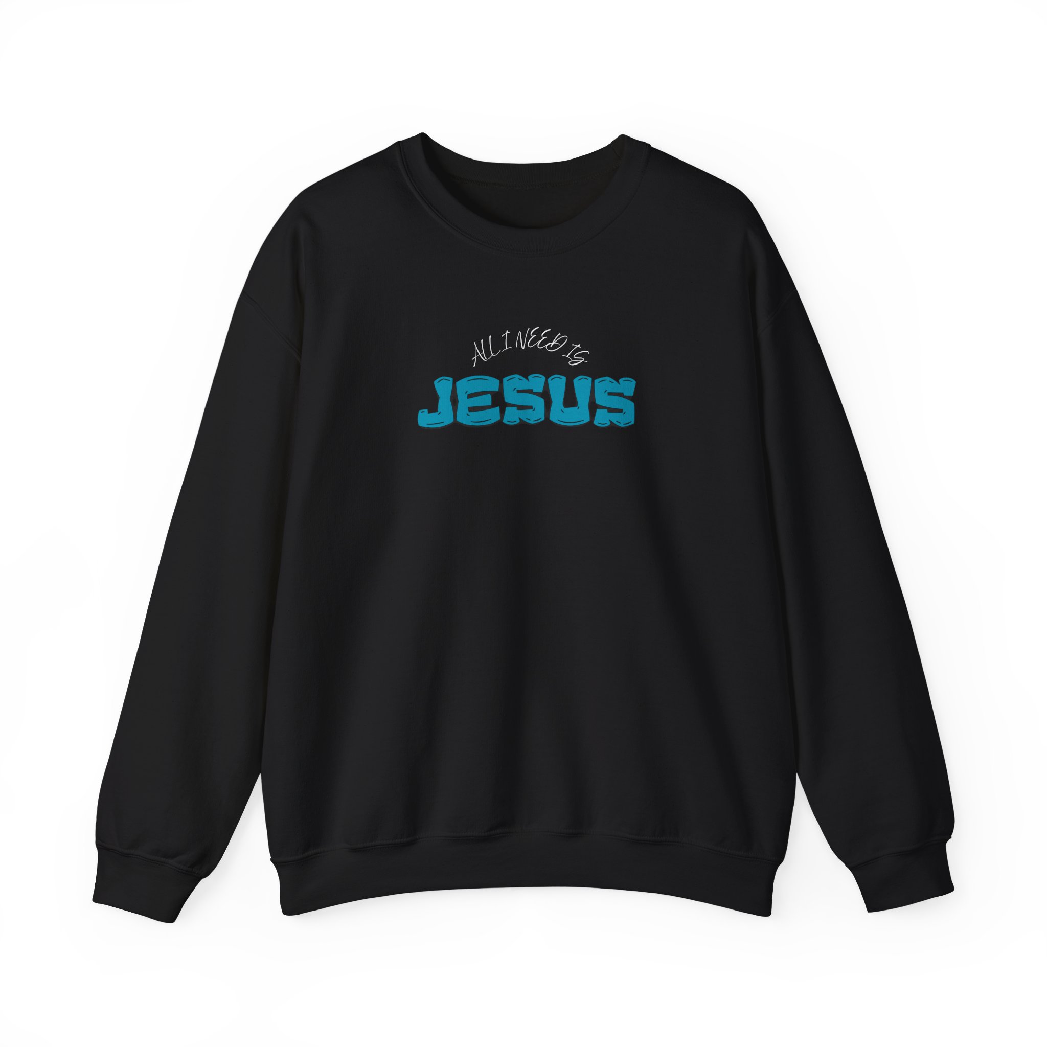 All I Need is Jesus – "Retro Teal Dream" Classic Heavy Blend Crewneck Sweatshirt - Imagen 5