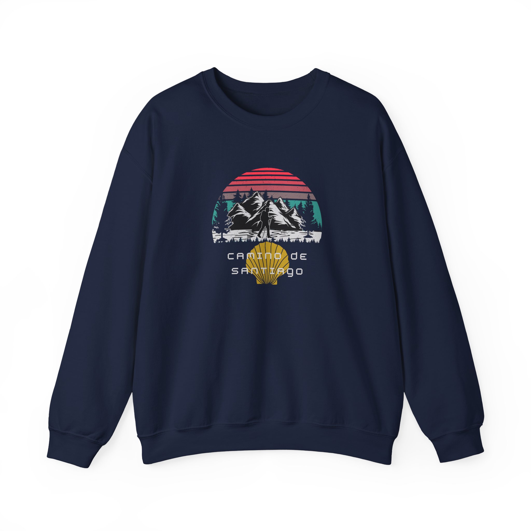 Camino de Santiago – "Mountain Sunset Trek" Classic Unisex Crewneck T-Shirt - Imagen 8