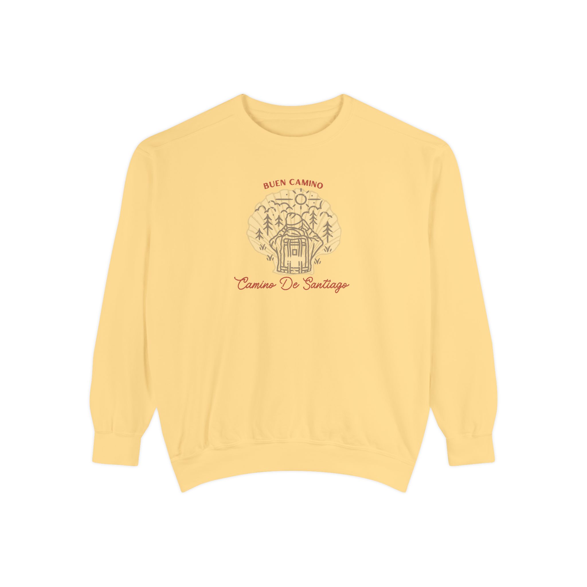 Camino de Santiago – "Rustic Scallop Journey" Vintage Garment-Dyed Sweatshirt - Imagen 6
