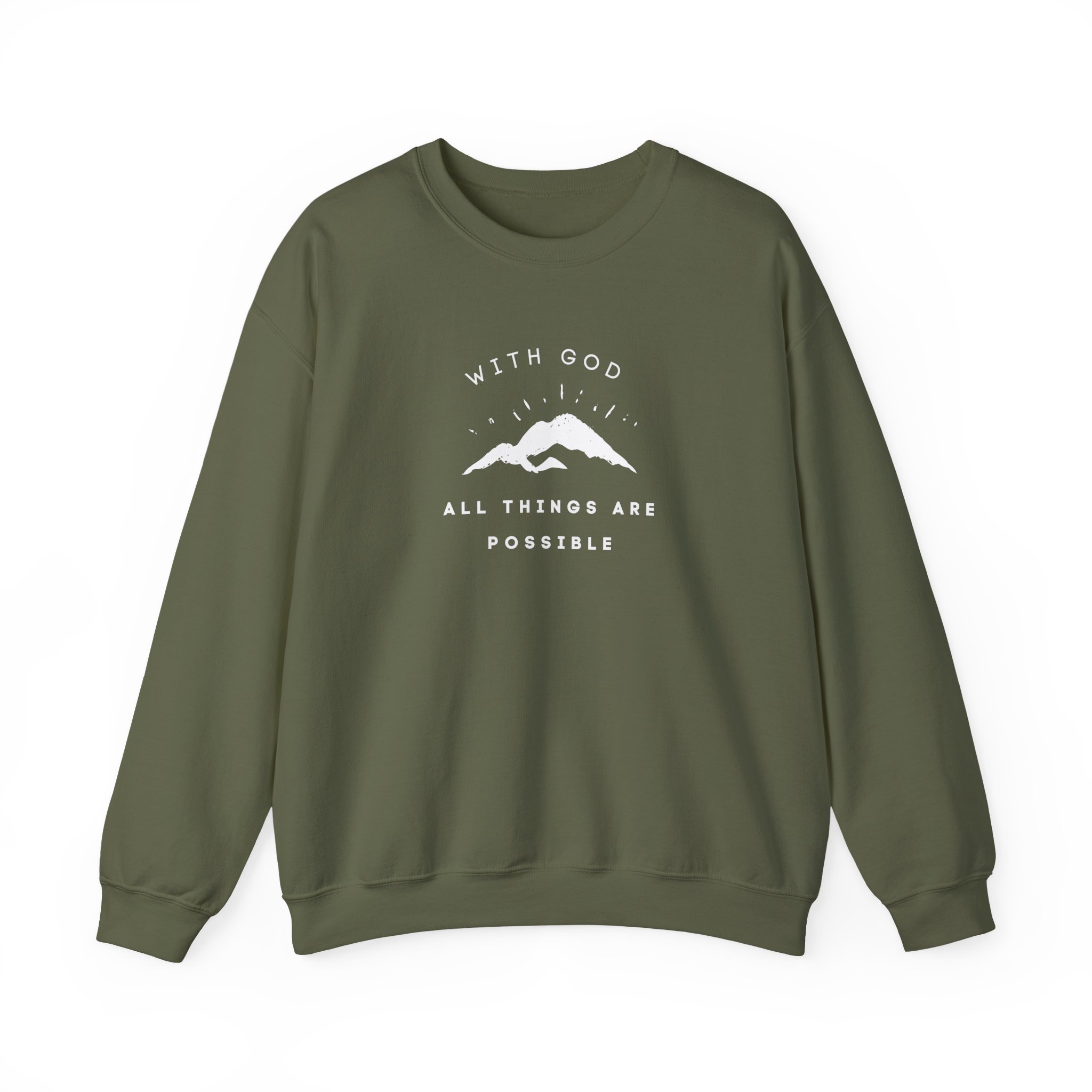 With God All Things Are Possible – "Summit Hope" Classic Heavy Blend Crewneck Sweatshirt - Imagen 14