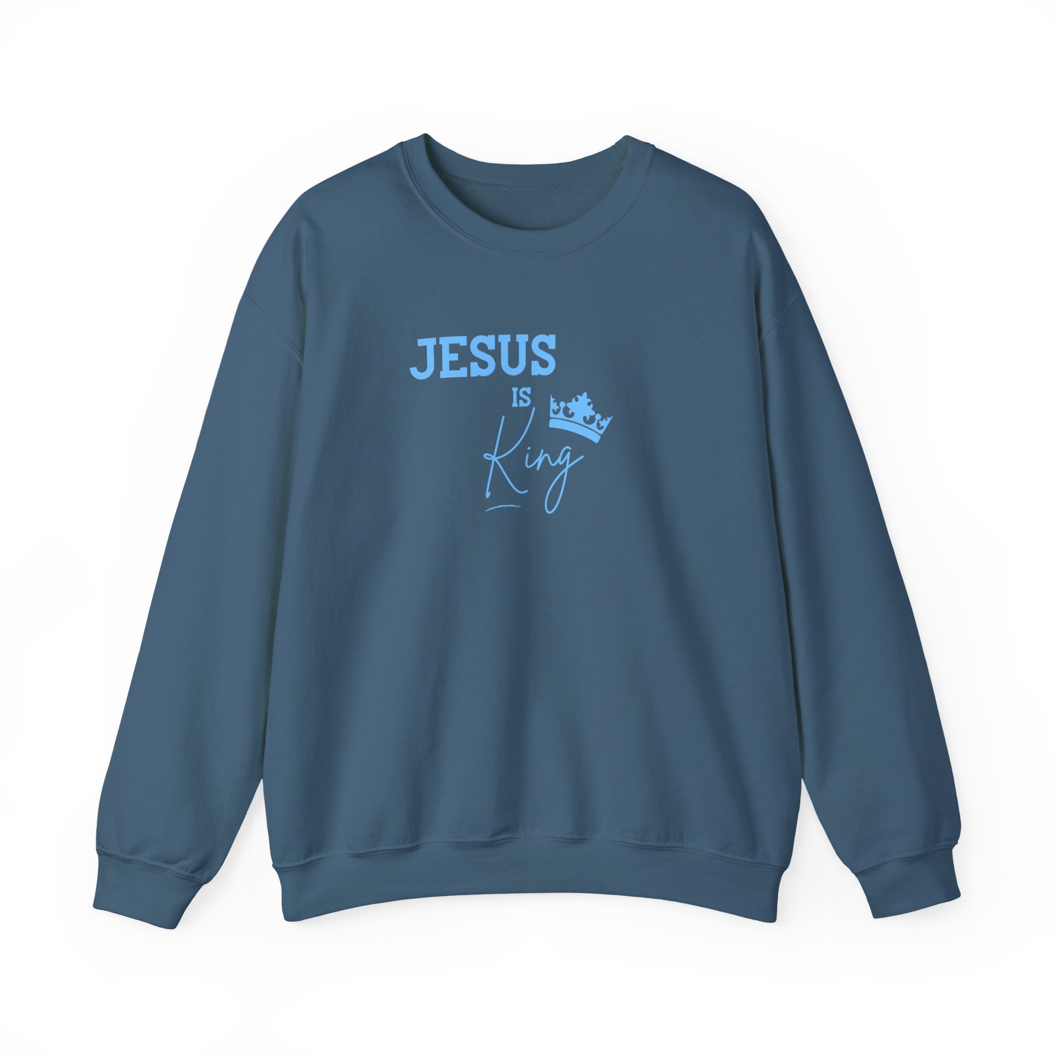 Jesus is King – "Sky Blue Crown" Classic Heavy Blend Crewneck Sweatshirt - Imagen 10