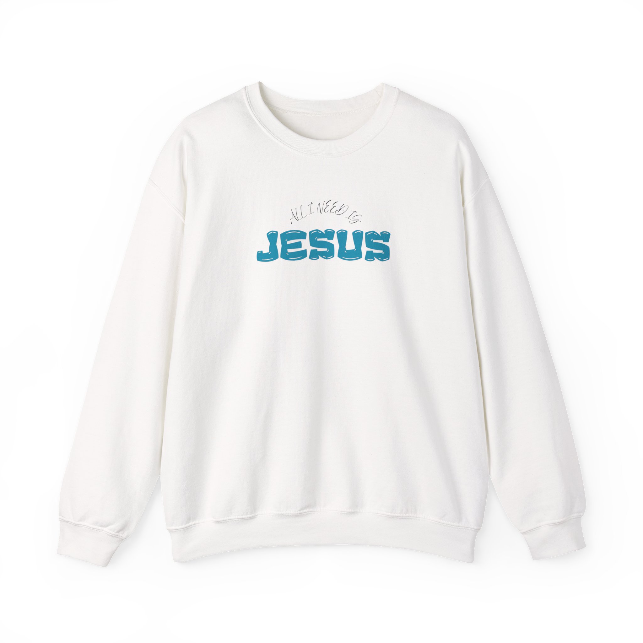 All I Need is Jesus – "Retro Teal Dream" Classic Heavy Blend Crewneck Sweatshirt - Imagen 2