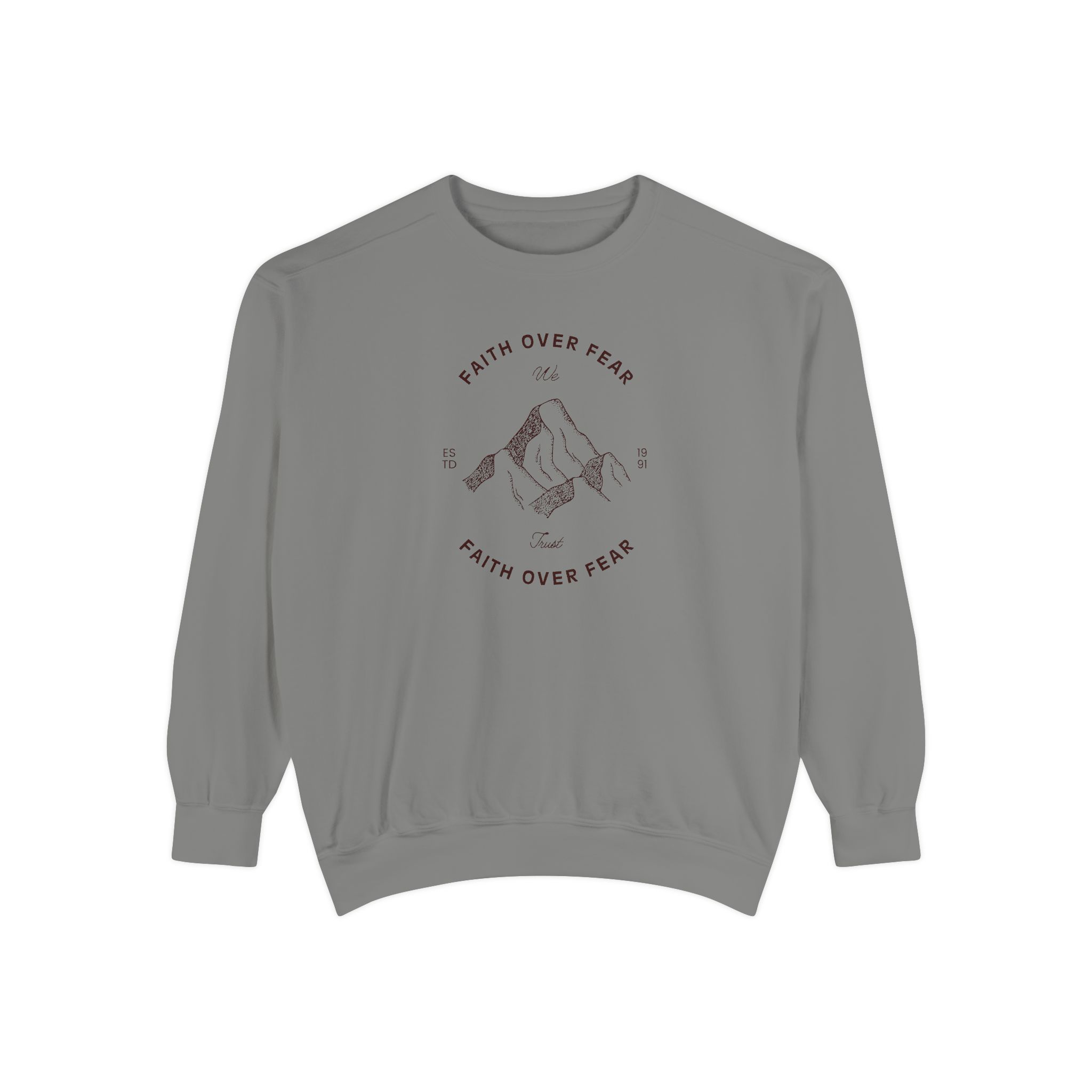 Faith Over Fear – "Mountain Legacy" Vintage Garment-Dyed Sweatshirt - Imagen 8