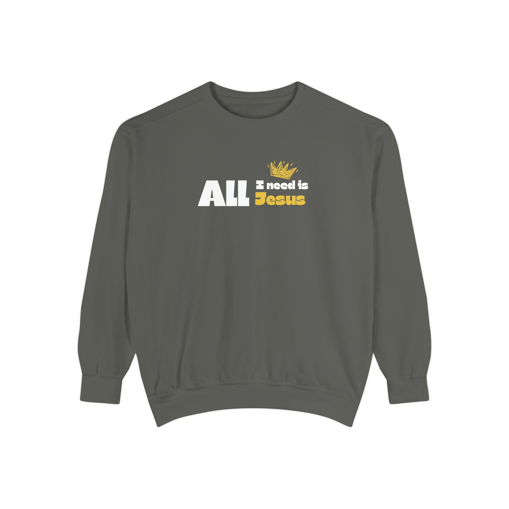 All I Need is Jesus – "The King's Crown" Vintage Garment-Dyed Sweatshirt - Imagen 5