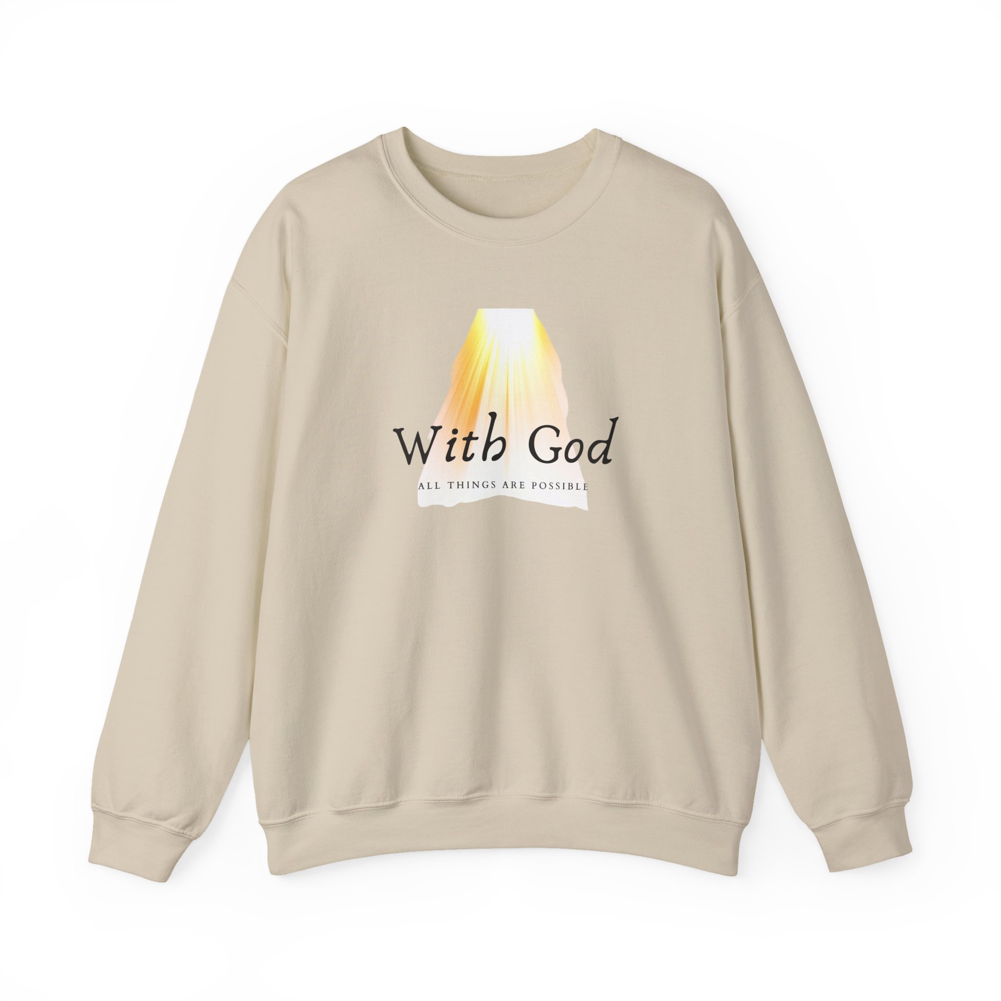 With God All Things Are Possible – "Divine Light" Classic Heavy Blend Crewneck Sweatshirt - Imagen 5