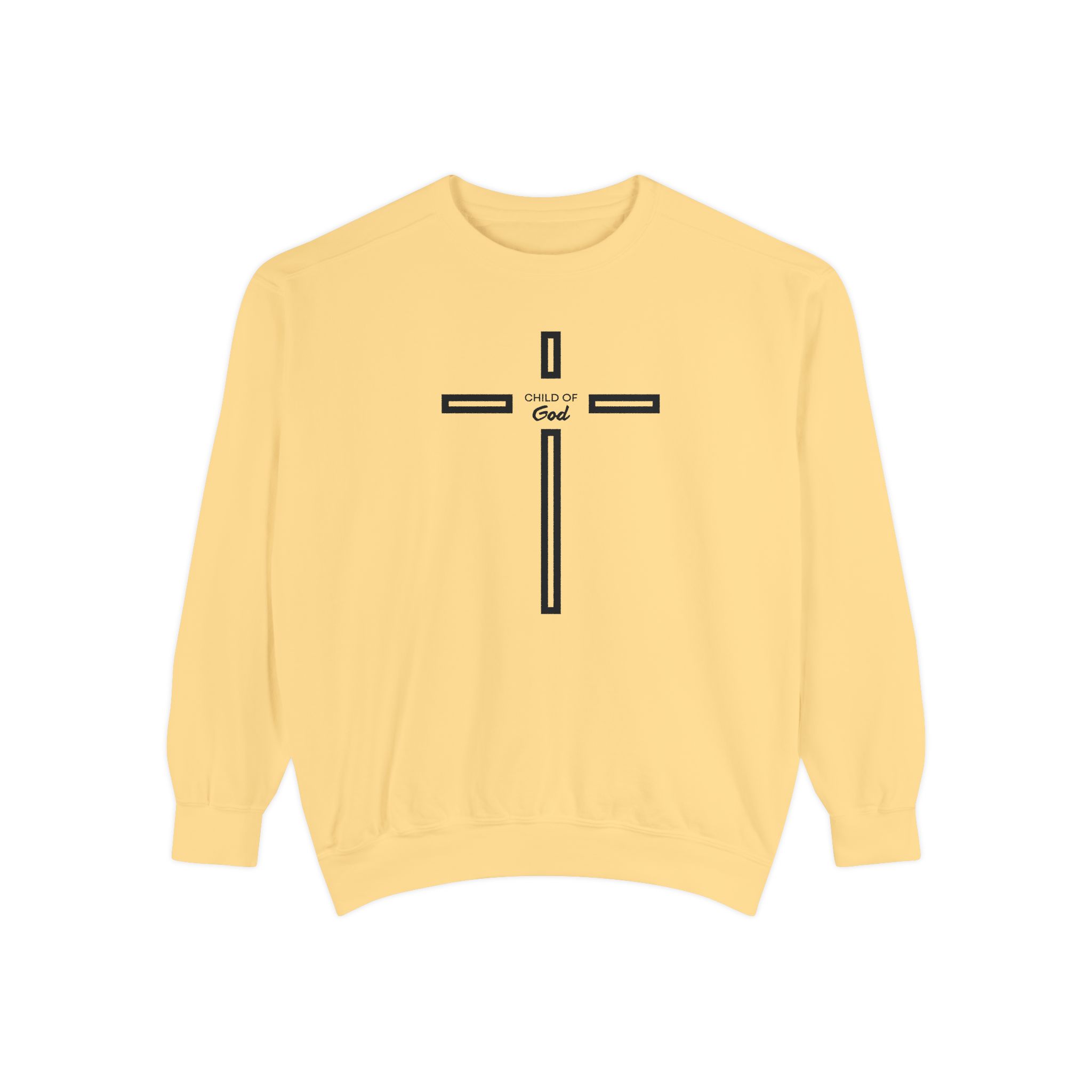 "Child of God" Modern Linear Cross Vintage Garment-Dyed Sweatshirt - Imagen 8