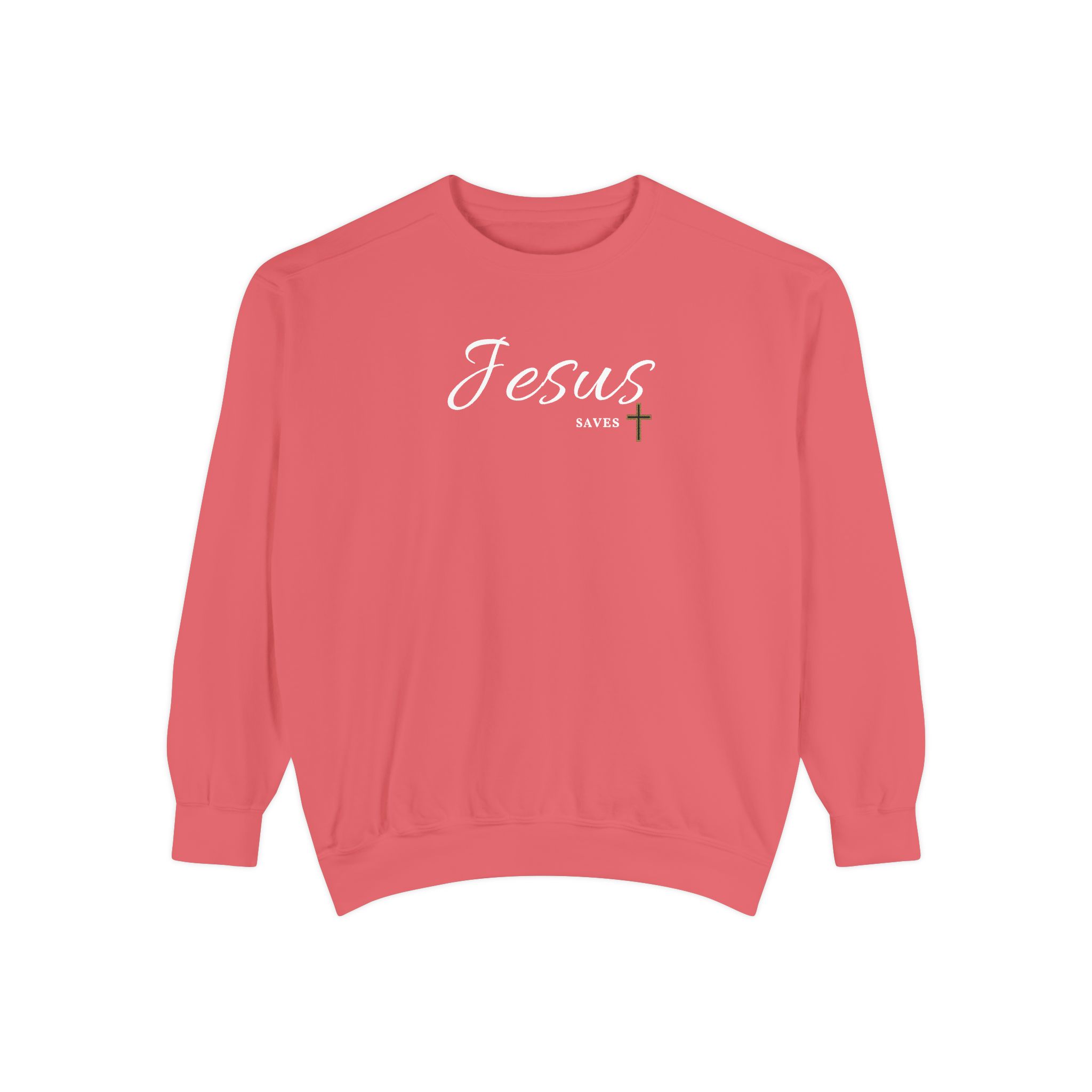 Jesus Saves – "Golden Grace" Vintage Garment-Dyed Sweatshirt - Imagen 11