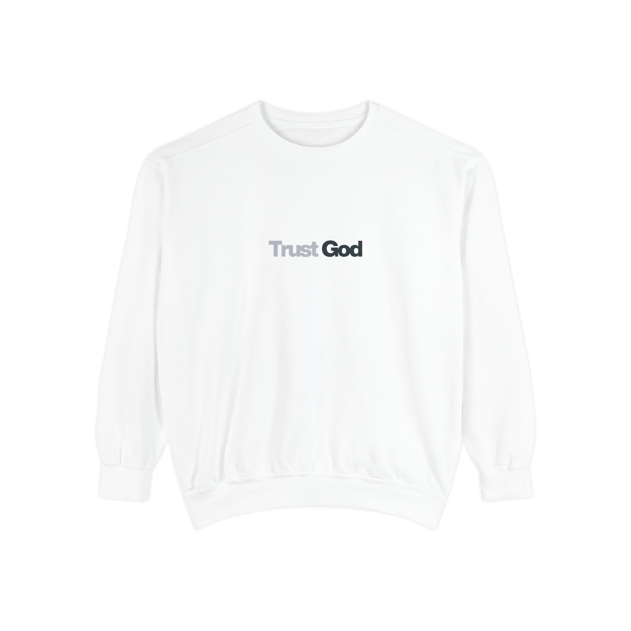Trust God – "Radiant Cross" Vintage Garment-Dyed Sweatshirt - Imagen 2