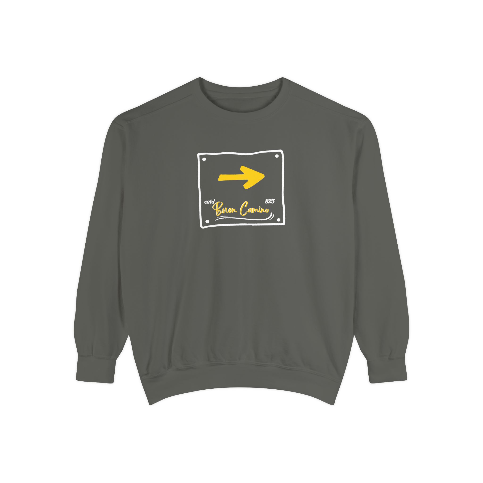 Camino de Santiago – "The Yellow Arrow" Vintage Garment-Dyed Sweatshirt - Imagen 2