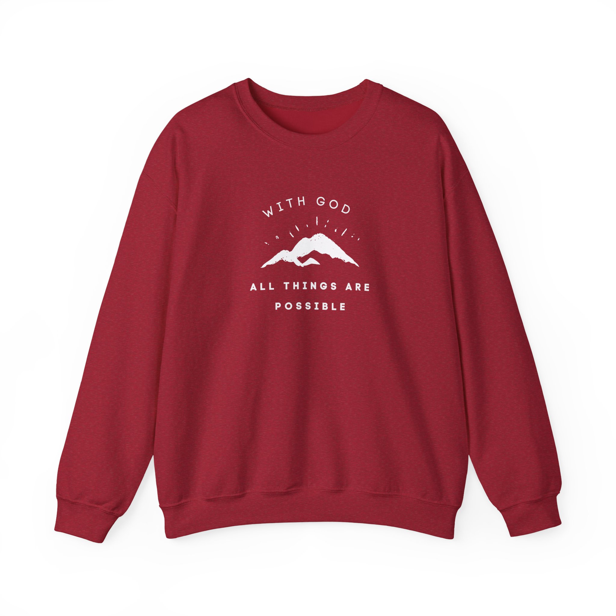 With God All Things Are Possible – "Summit Hope" Classic Heavy Blend Crewneck Sweatshirt - Imagen 13