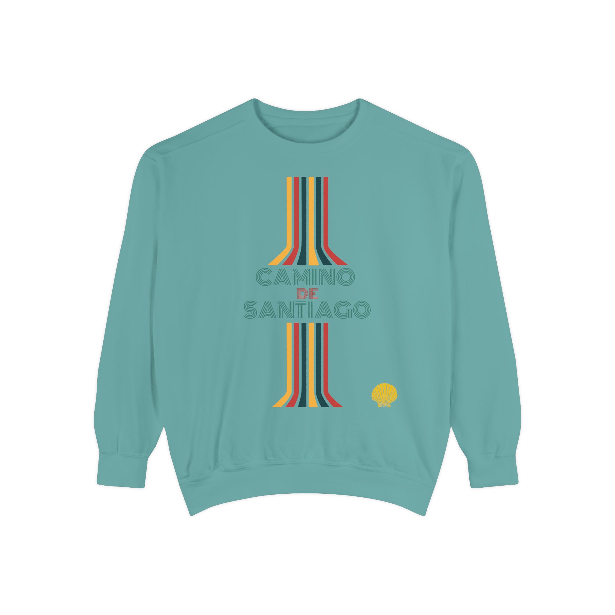 Camino de Santiago – "Retro Vertical Flow" Vintage Garment-Dyed Sweatshirt - Imagen 3