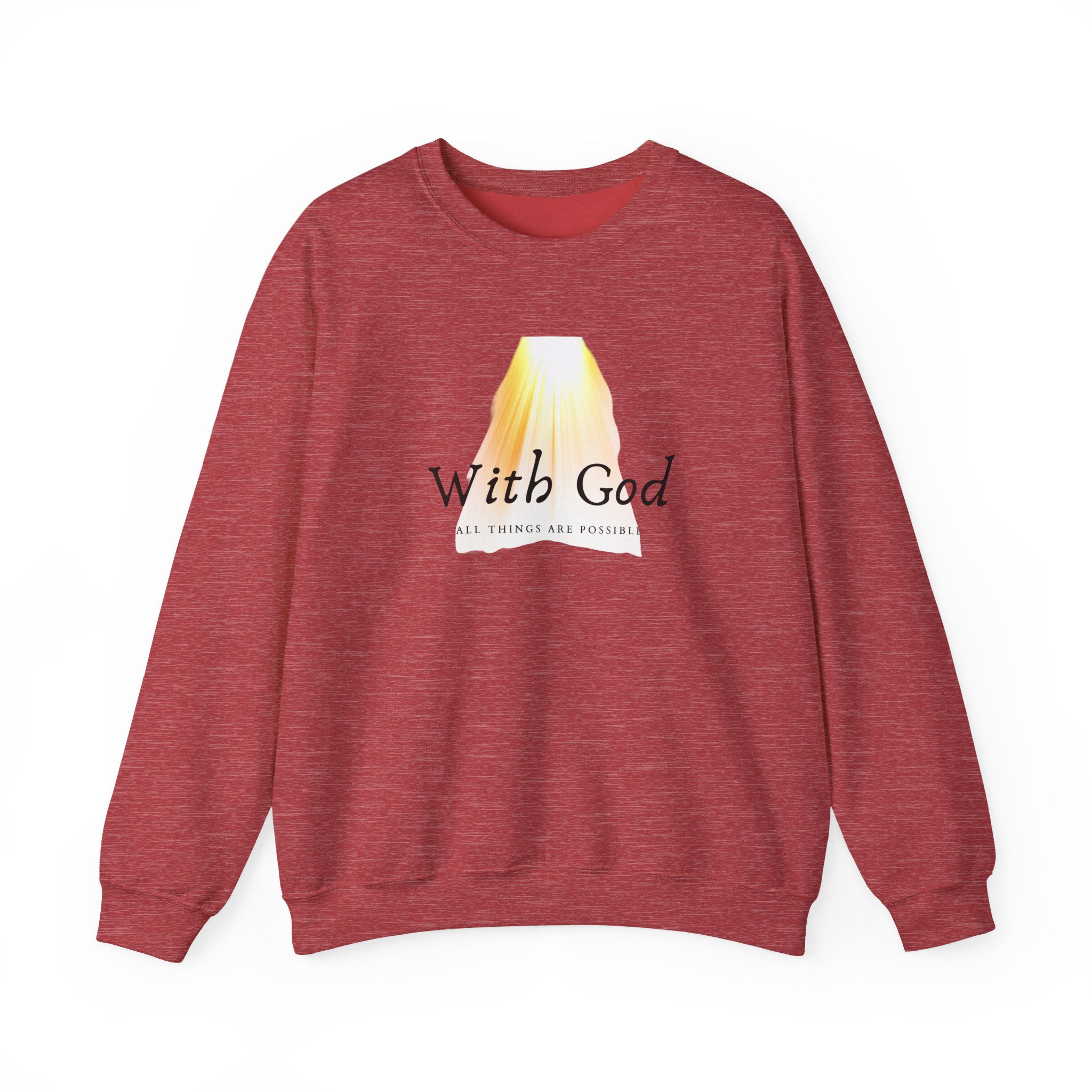 With God All Things Are Possible – "Divine Light" Classic Heavy Blend Crewneck Sweatshirt - Imagen 8