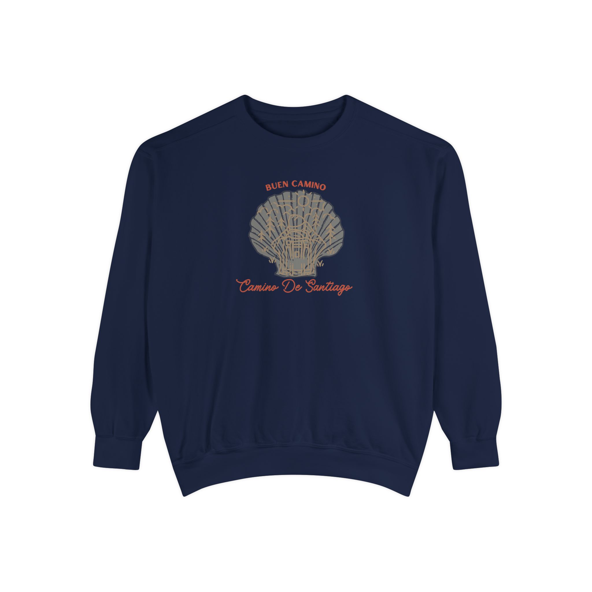 Camino de Santiago – "Rustic Scallop Journey" Vintage Garment-Dyed Sweatshirt - Imagen 3