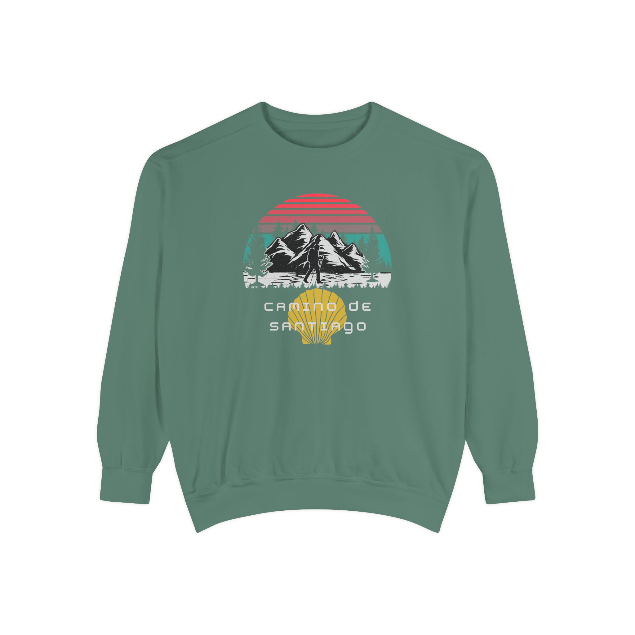 Camino de Santiago – "Mountain Sunset Trek" Vintage Garment-Dyed Sweatshirt - Imagen 2