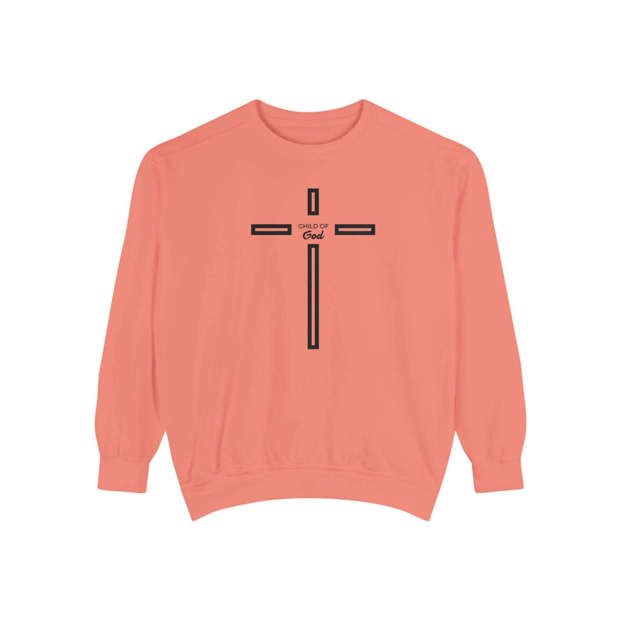 "Child of God" Modern Linear Cross Vintage Garment-Dyed Sweatshirt - Imagen 7