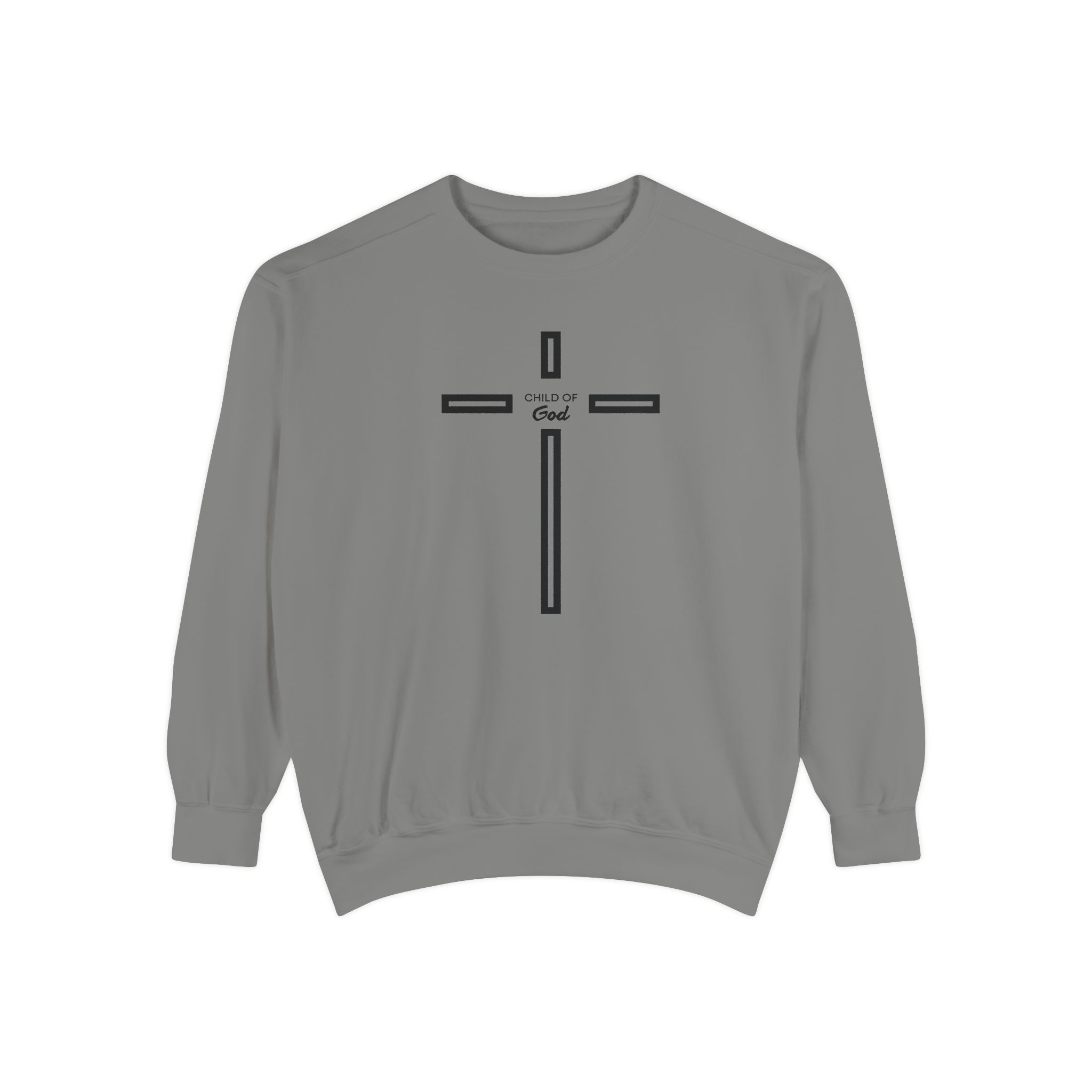 "Child of God" Modern Linear Cross Vintage Garment-Dyed Sweatshirt - Imagen 9