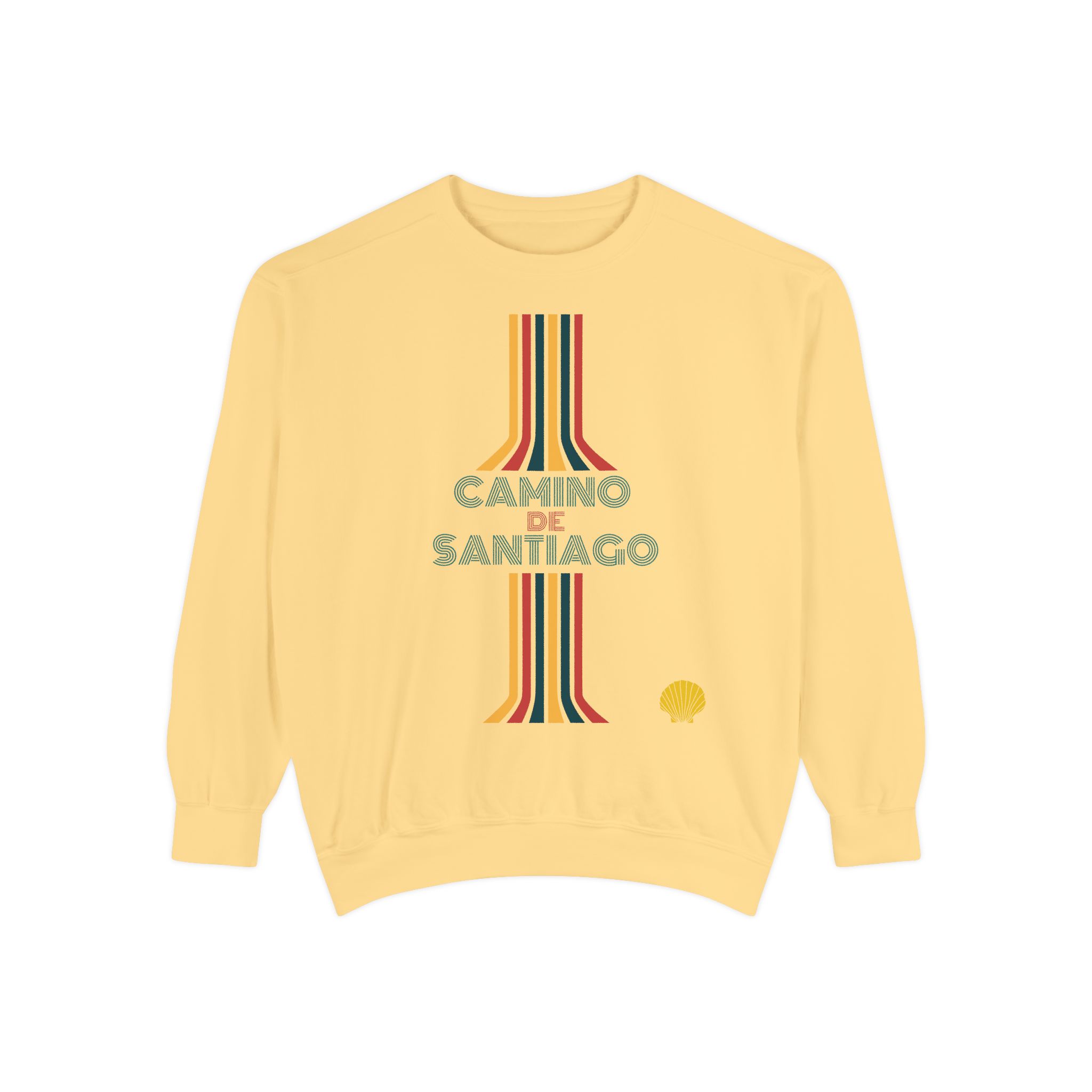 Camino de Santiago – "Retro Vertical Flow" Vintage Garment-Dyed Sweatshirt - Imagen 5