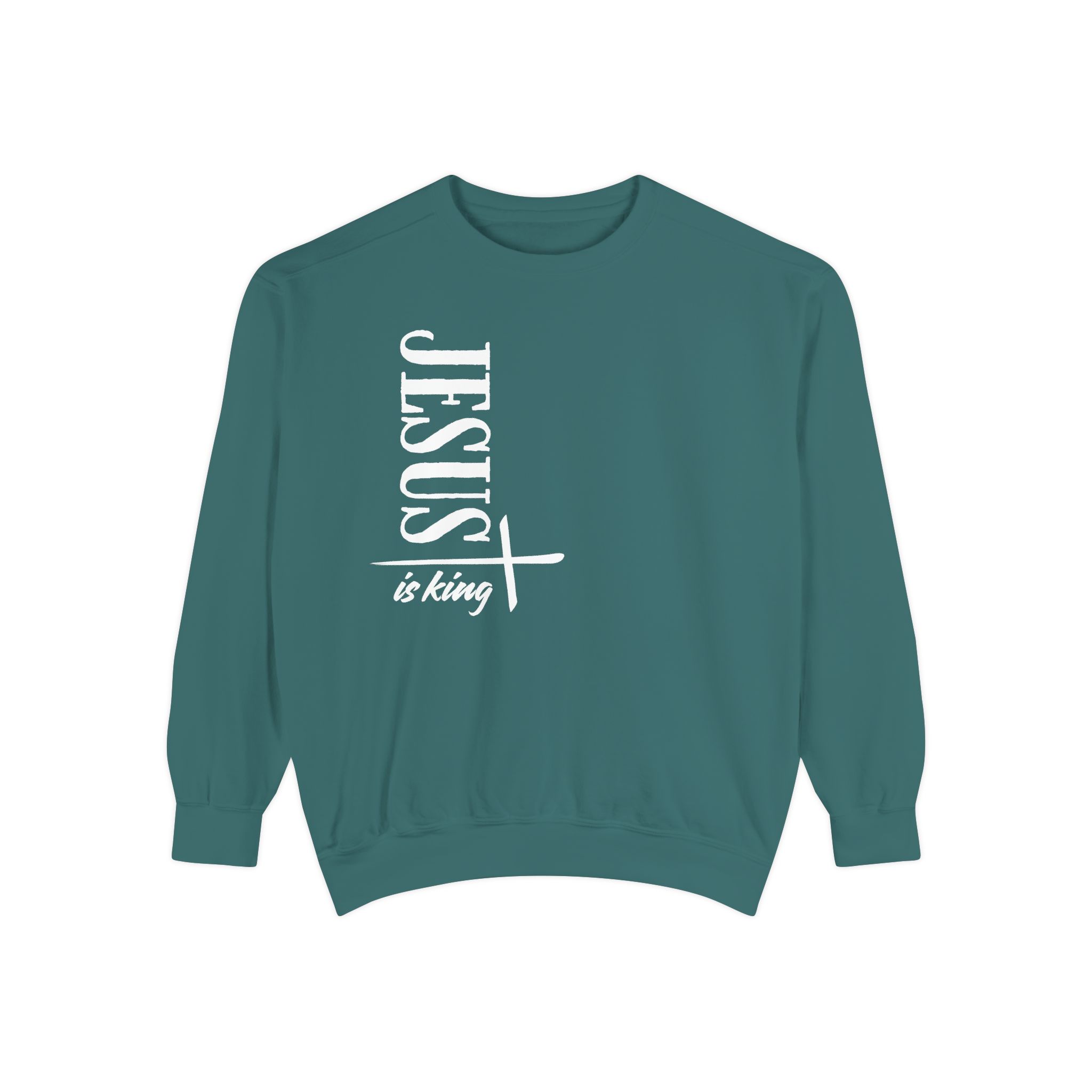 Jesus is King – "Vertical Cross" Vintage Garment-Dyed Sweatshirt - Imagen 5