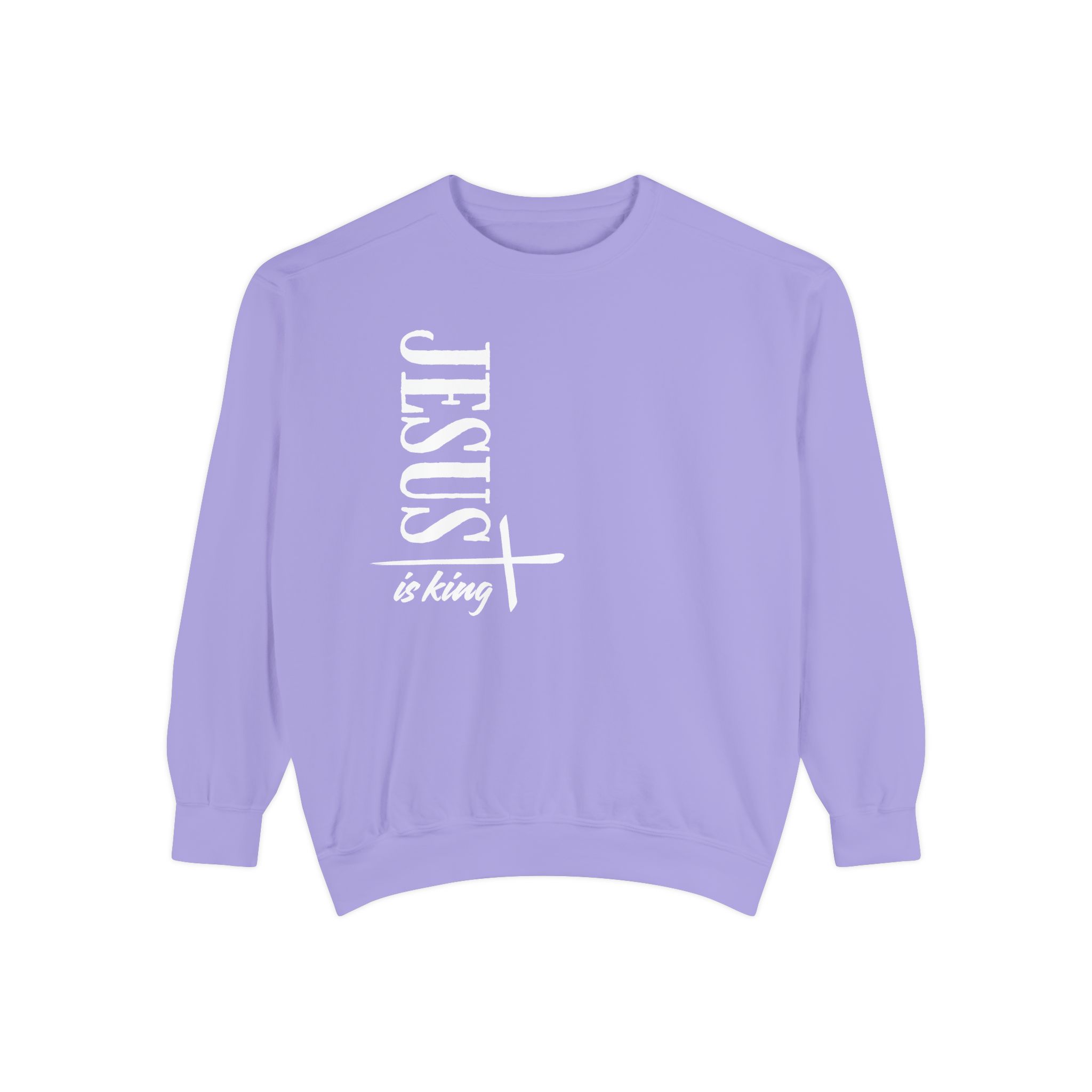 Jesus is King – "Vertical Cross" Vintage Garment-Dyed Sweatshirt - Imagen 11