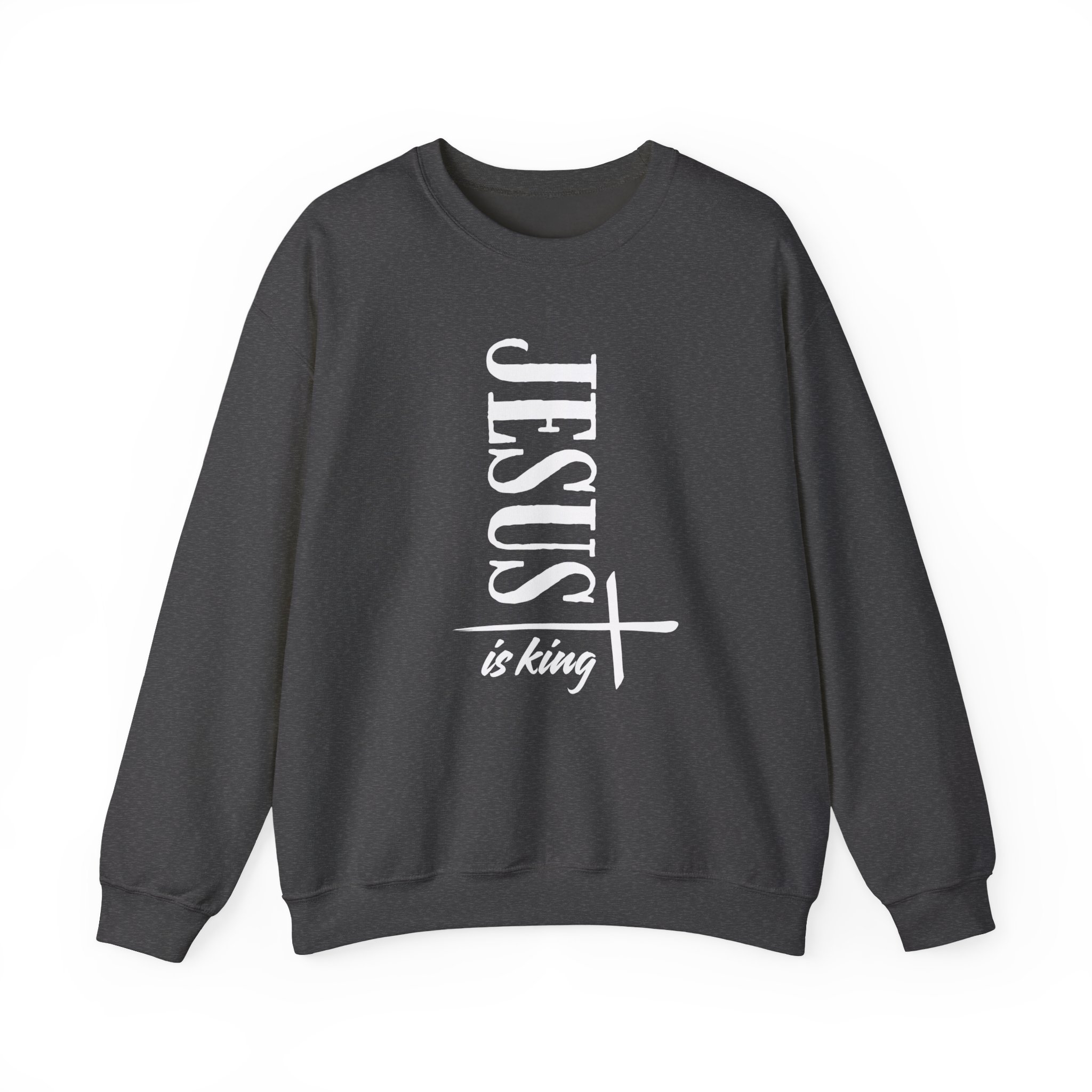 Jesus is King – "Vertical Cross" Classic Heavy Blend Crewneck Sweatshirt - Imagen 8